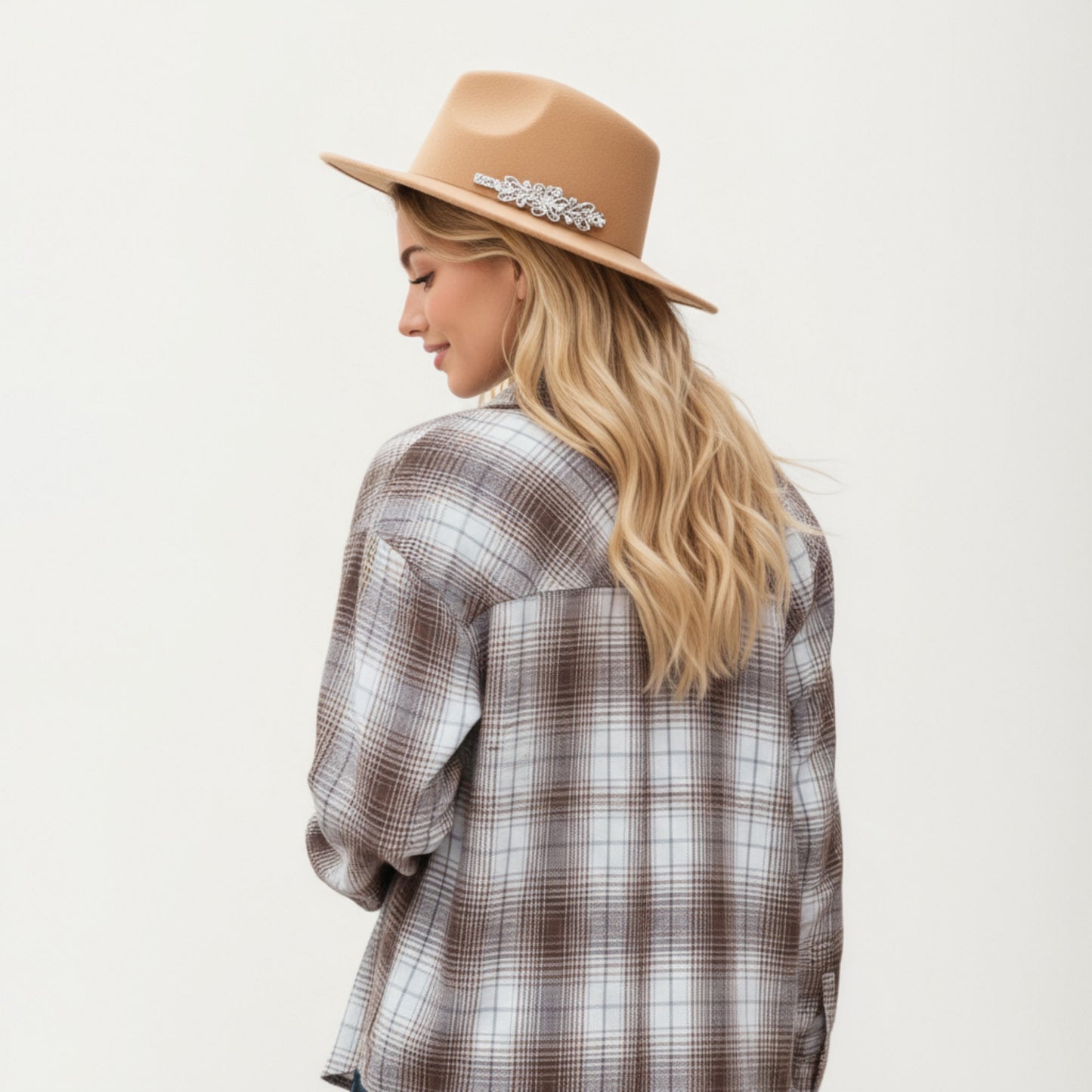 Anna-Kaci Women's Long Sleeve Plaid Button-Up Shirt with Front Pockets and Relaxed Fit