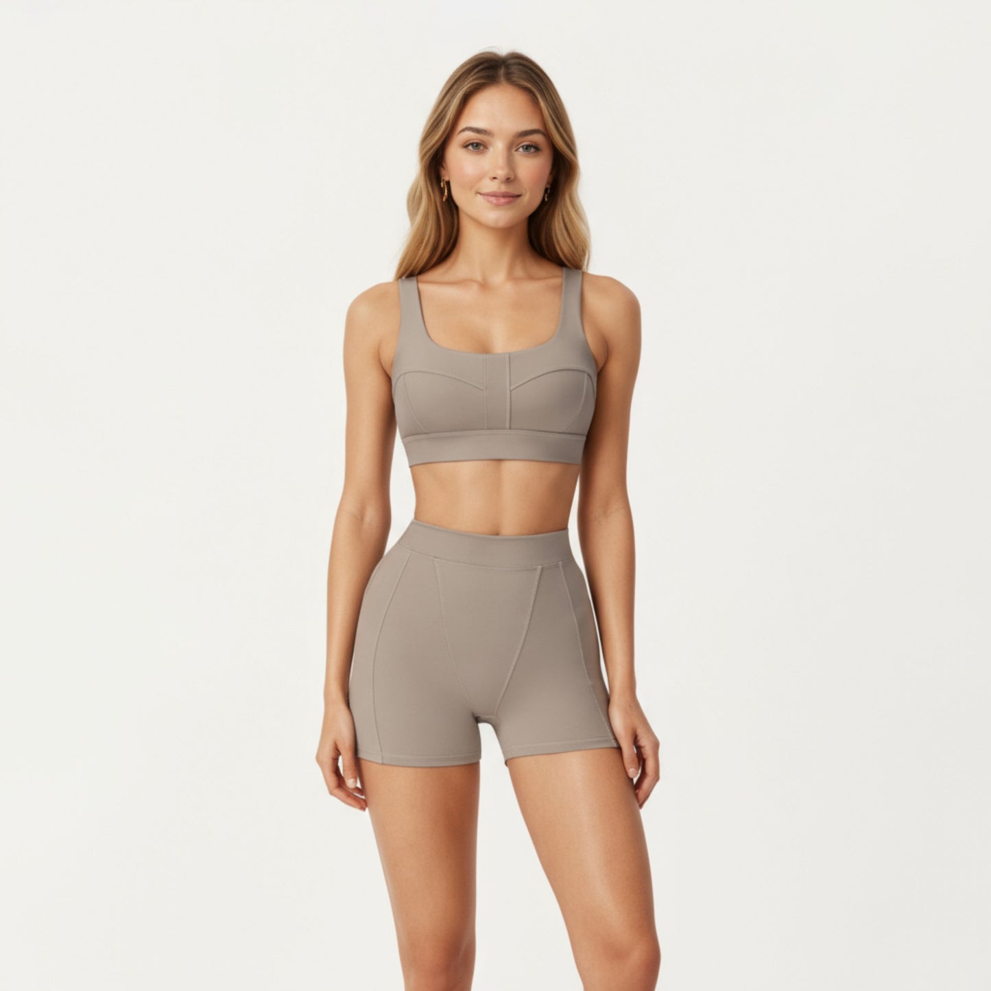 Anna-Kaci Active Women's Square Neck Sports Bra with Contour Seam Design and Wide Supportive Straps