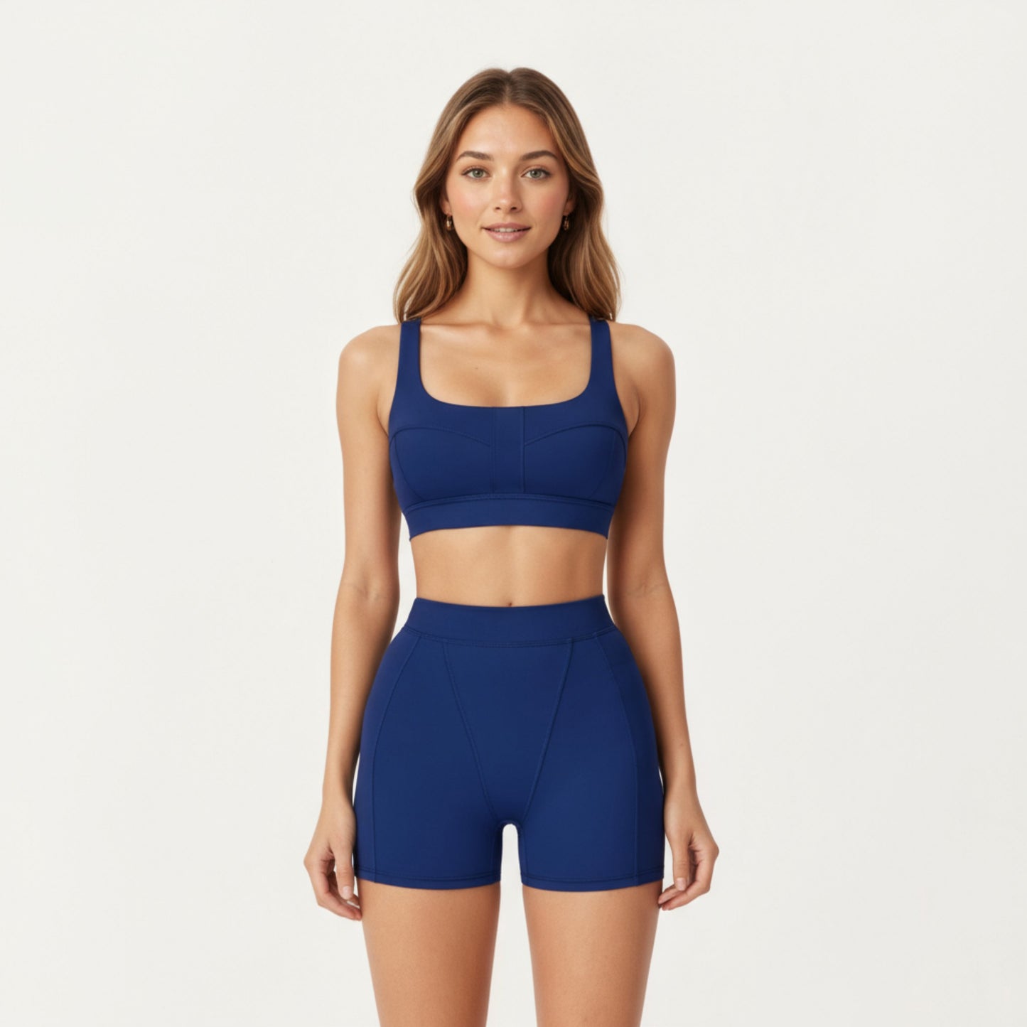 Anna-Kaci Active Women's Square Neck Sports Bra with Contour Seam Design and Wide Supportive Straps