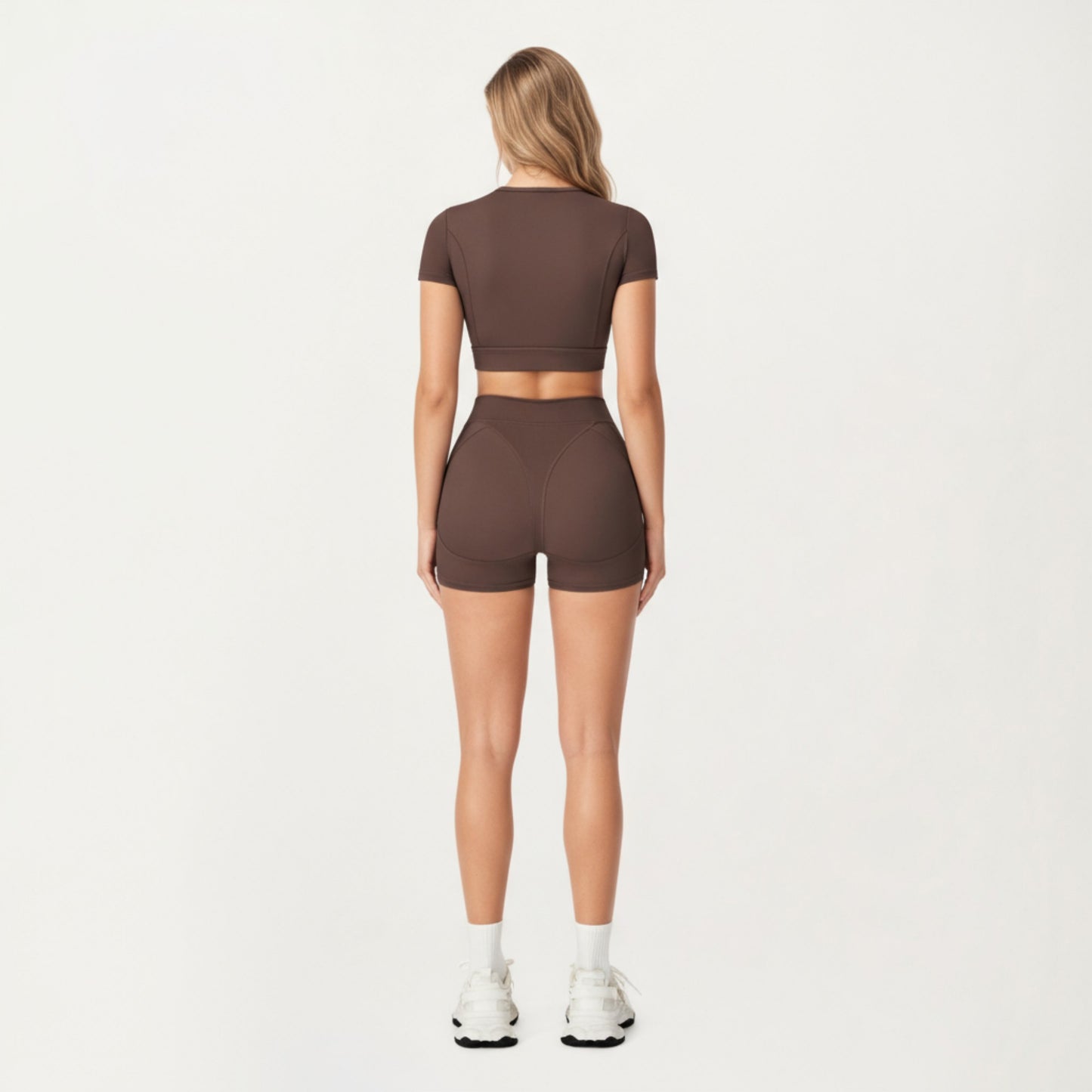 Anna-Kaci Active Women's Ribbed Cropped Short-Sleeve Top with Contour Waist Detail