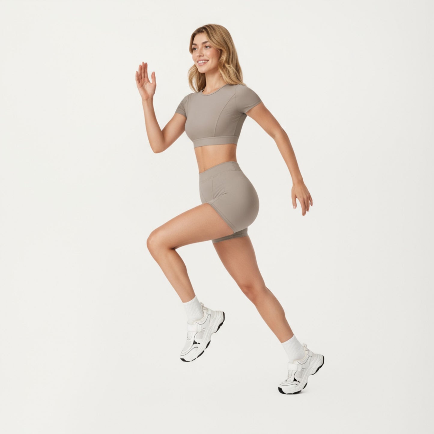 Anna-Kaci Active Women's Ribbed Cropped Short-Sleeve Top with Contour Waist Detail