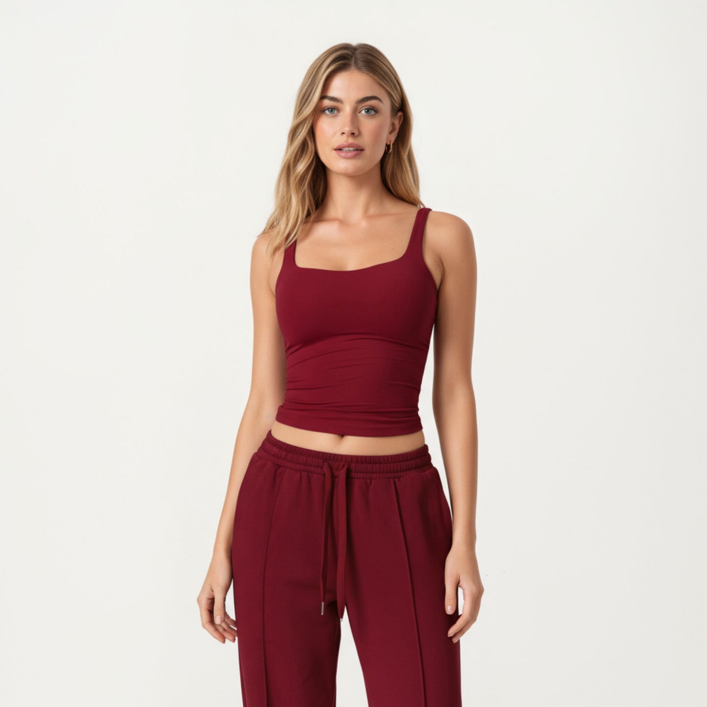 Anna-Kaci Active Women's Square Neck Ribbed Tank Top with Body-Hugging Fit