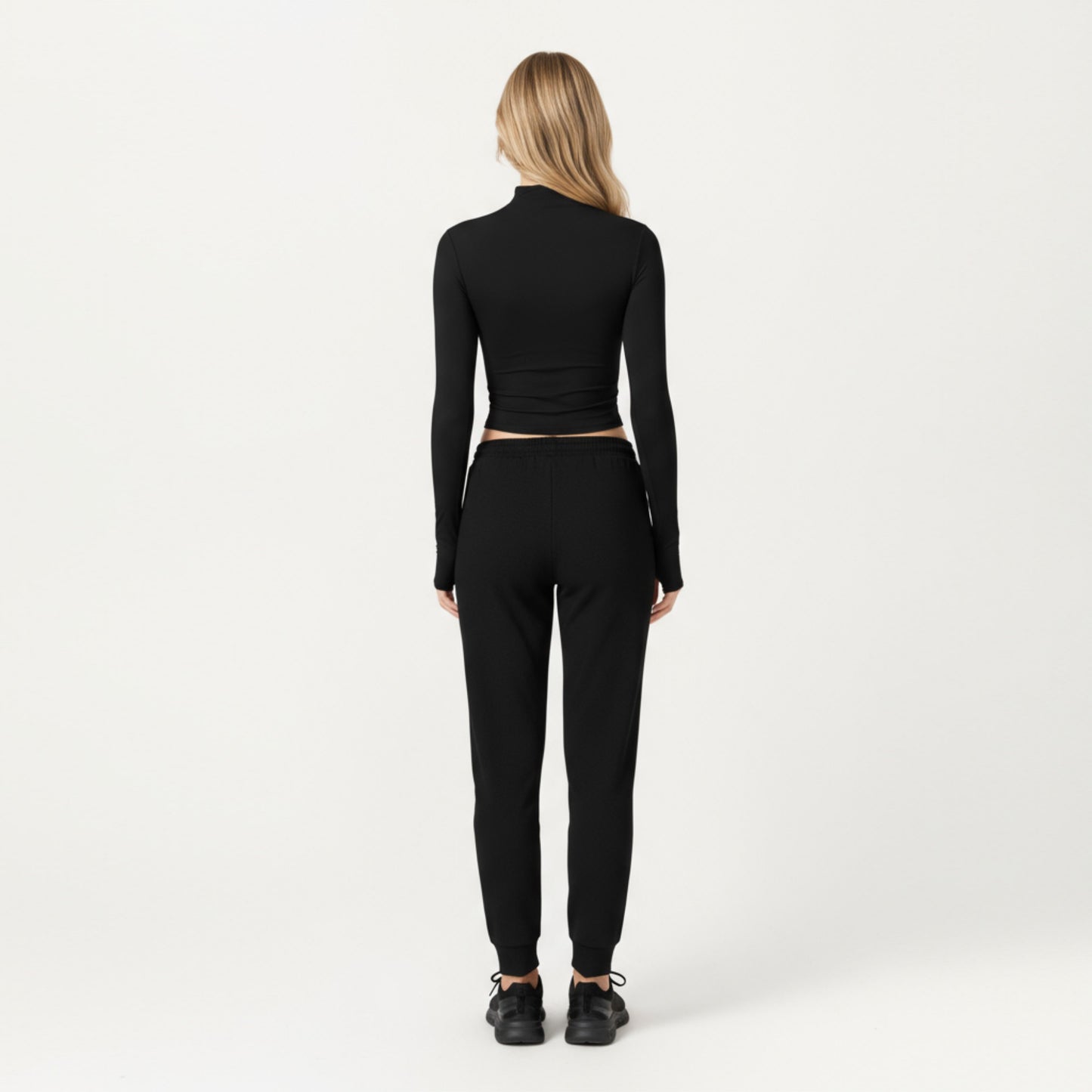 Anna-Kaci Active Women's High-Neck Cropped Long-Sleeve Top with Soft Textured Fabric