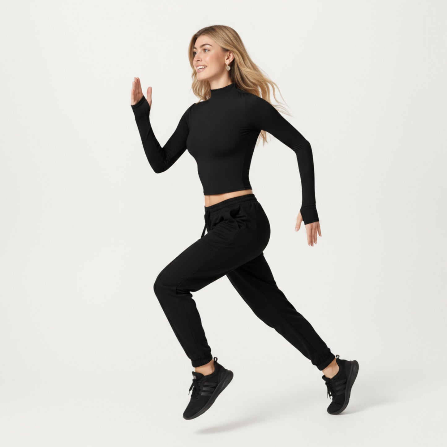 Anna-Kaci Active Women's High-Neck Cropped Long-Sleeve Top with Soft Textured Fabric