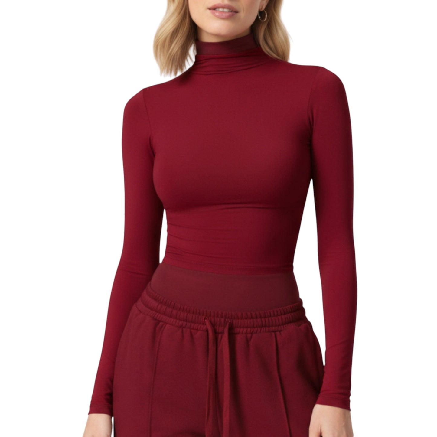 Anna-Kaci Active Women's High-Neck Cropped Long-Sleeve Top with Soft Textured Fabric