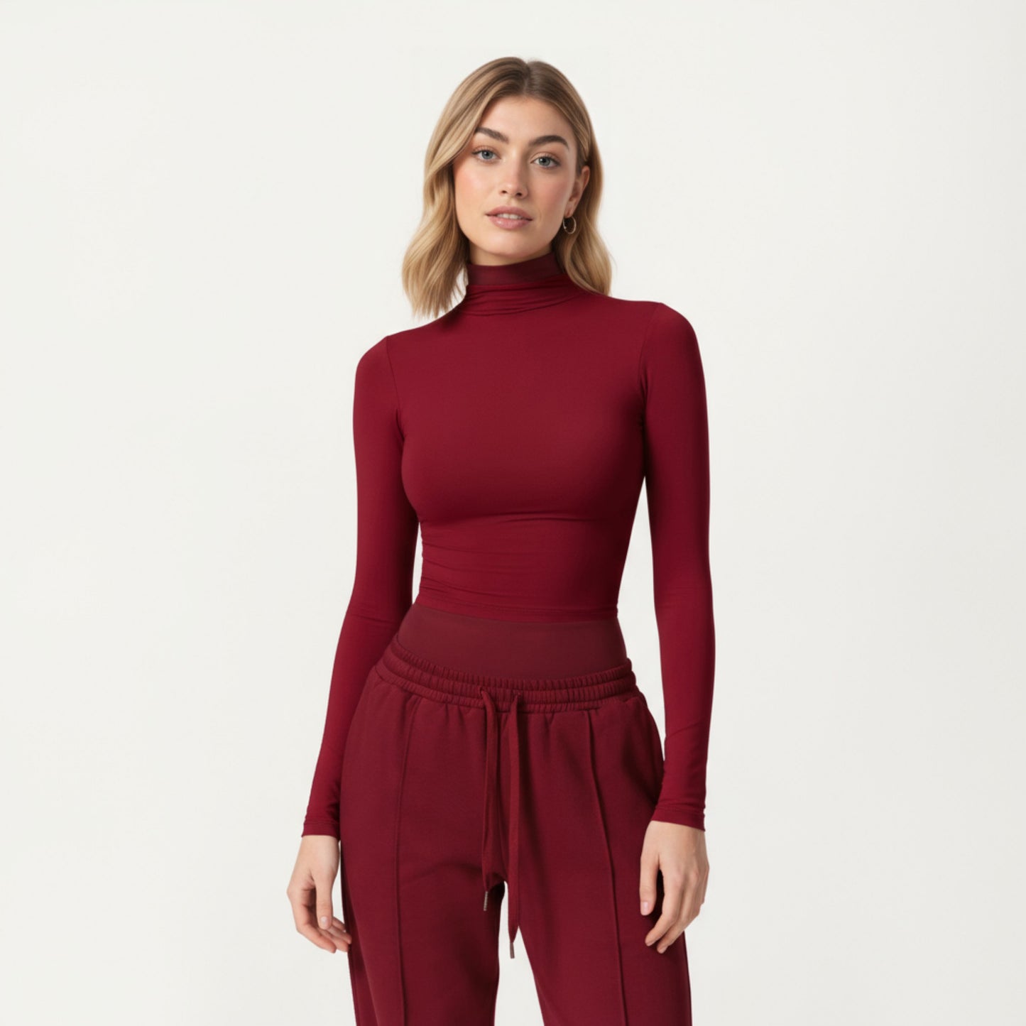 Anna-Kaci Active Women's High-Neck Cropped Long-Sleeve Top with Soft Textured Fabric
