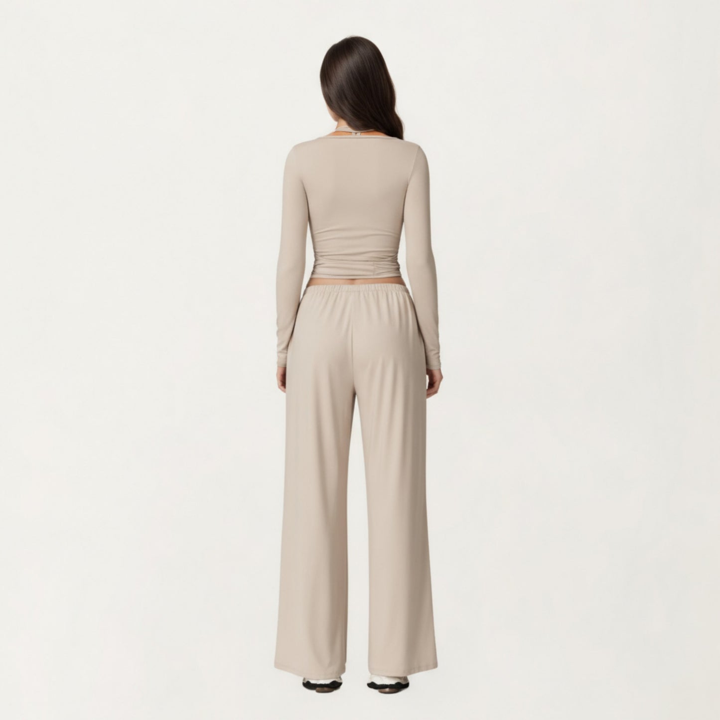 Anna-Kaci Active Women's V-Neck Belted Waist Layering Piece Outwear with Front Tie Detail
