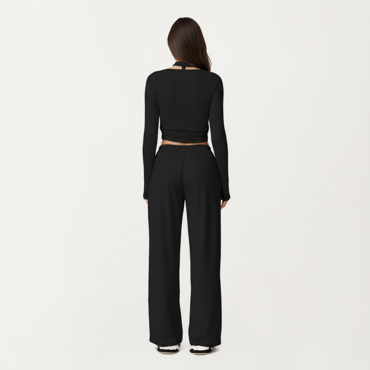 Anna-Kaci Active Women's V-Neck Belted Waist Layering Piece Outwear with Front Tie Detail
