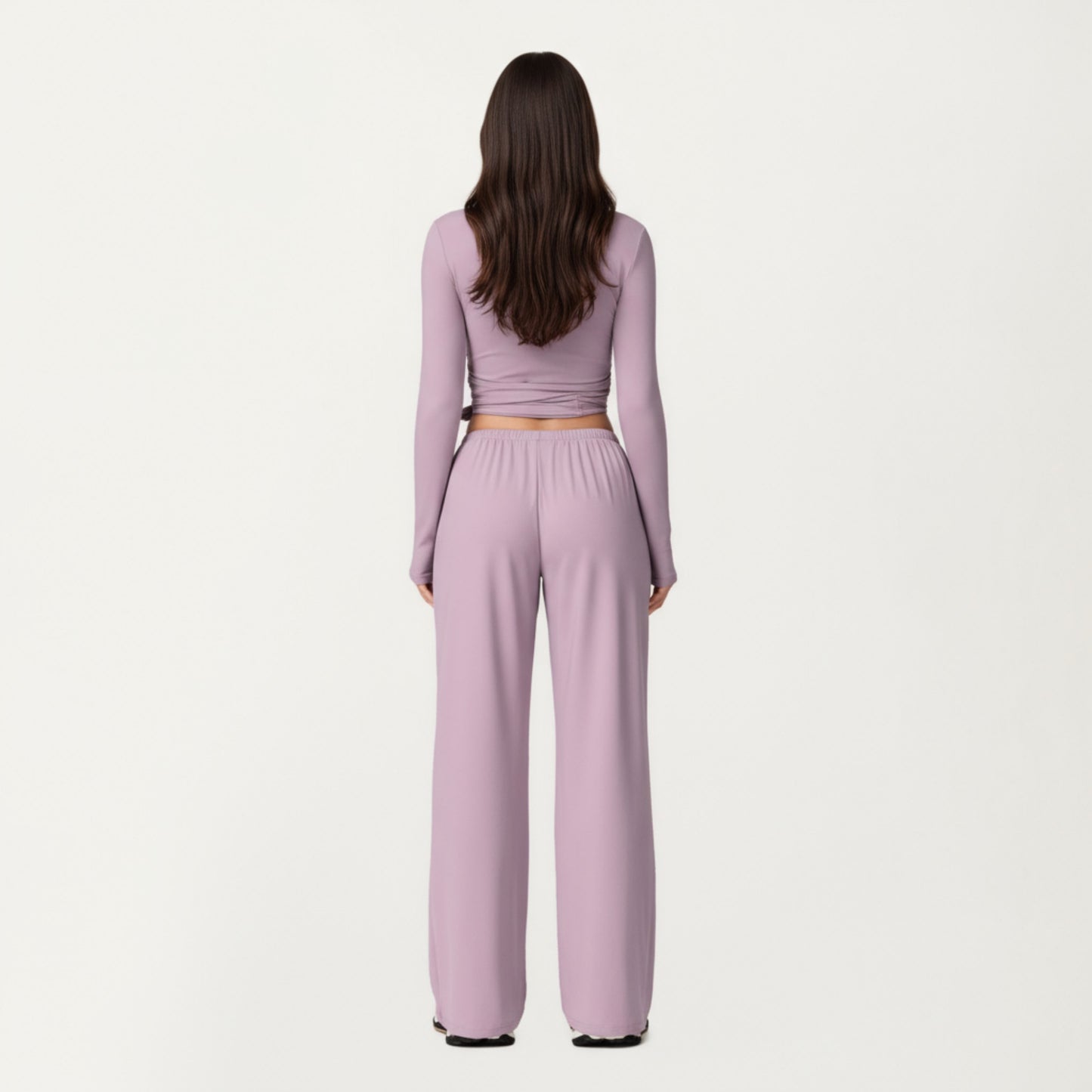 Anna-Kaci Active Women's V-Neck Belted Waist Layering Piece Outwear with Front Tie Detail