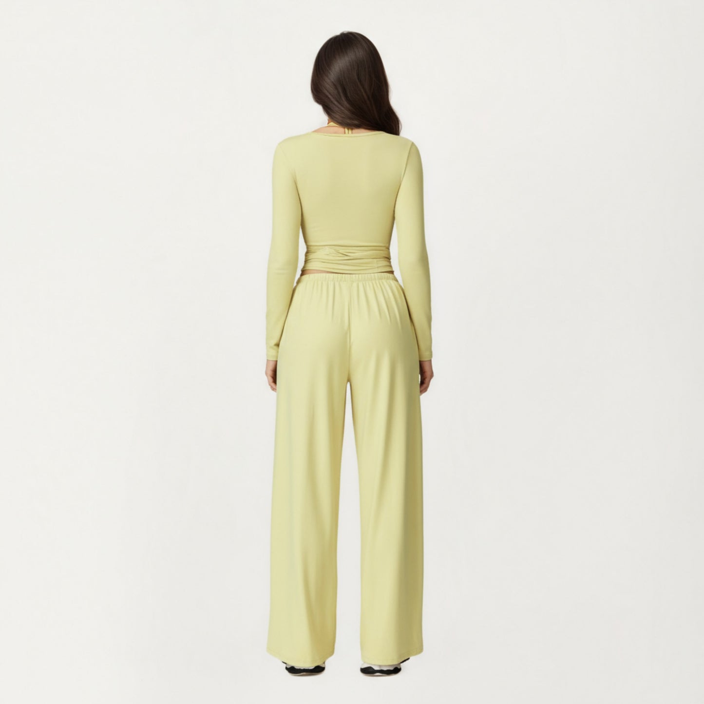 Anna-Kaci Active Women's V-Neck Belted Waist Layering Piece Outwear with Front Tie Detail