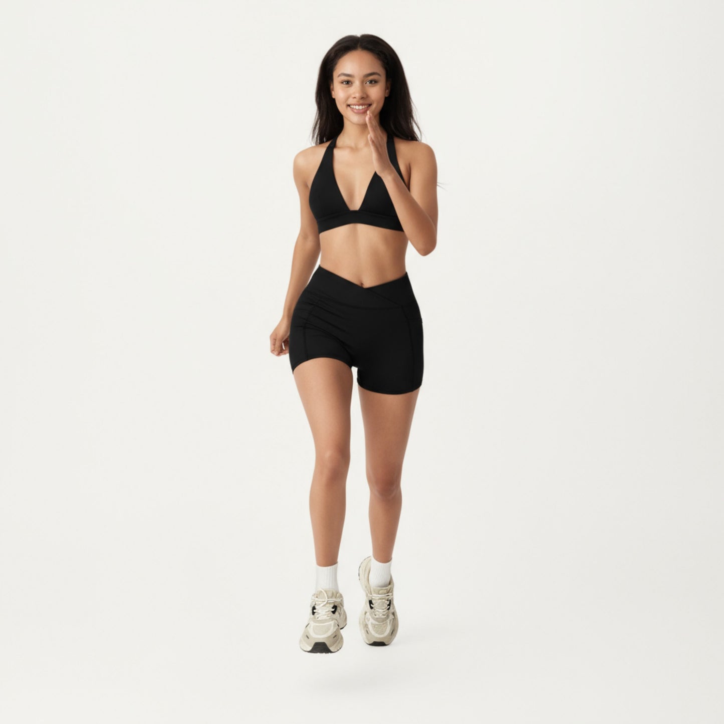 Anna-Kaci Active Women's V-Neck Halter Sports Bra with Wide Band and Supportive Stretch Fit