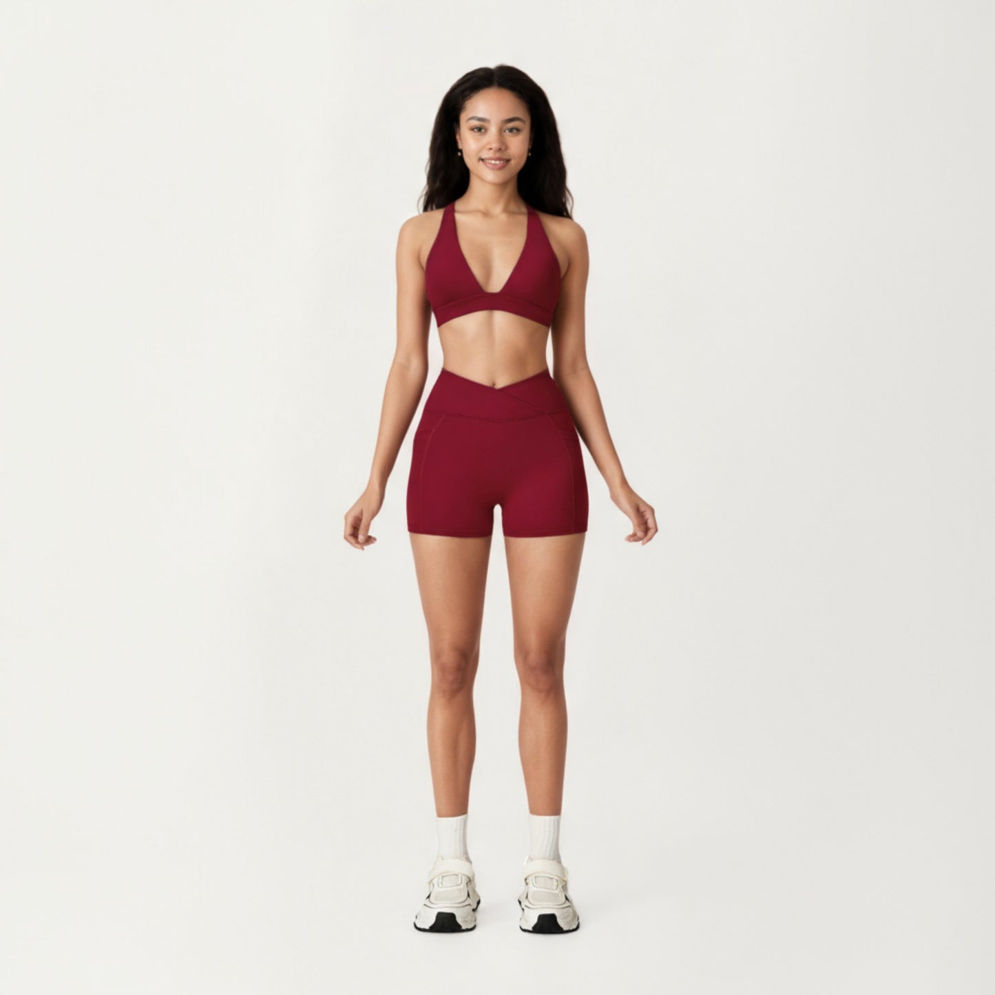 Anna-Kaci Active Women's V-Neck Halter Sports Bra with Wide Band and Supportive Stretch Fit