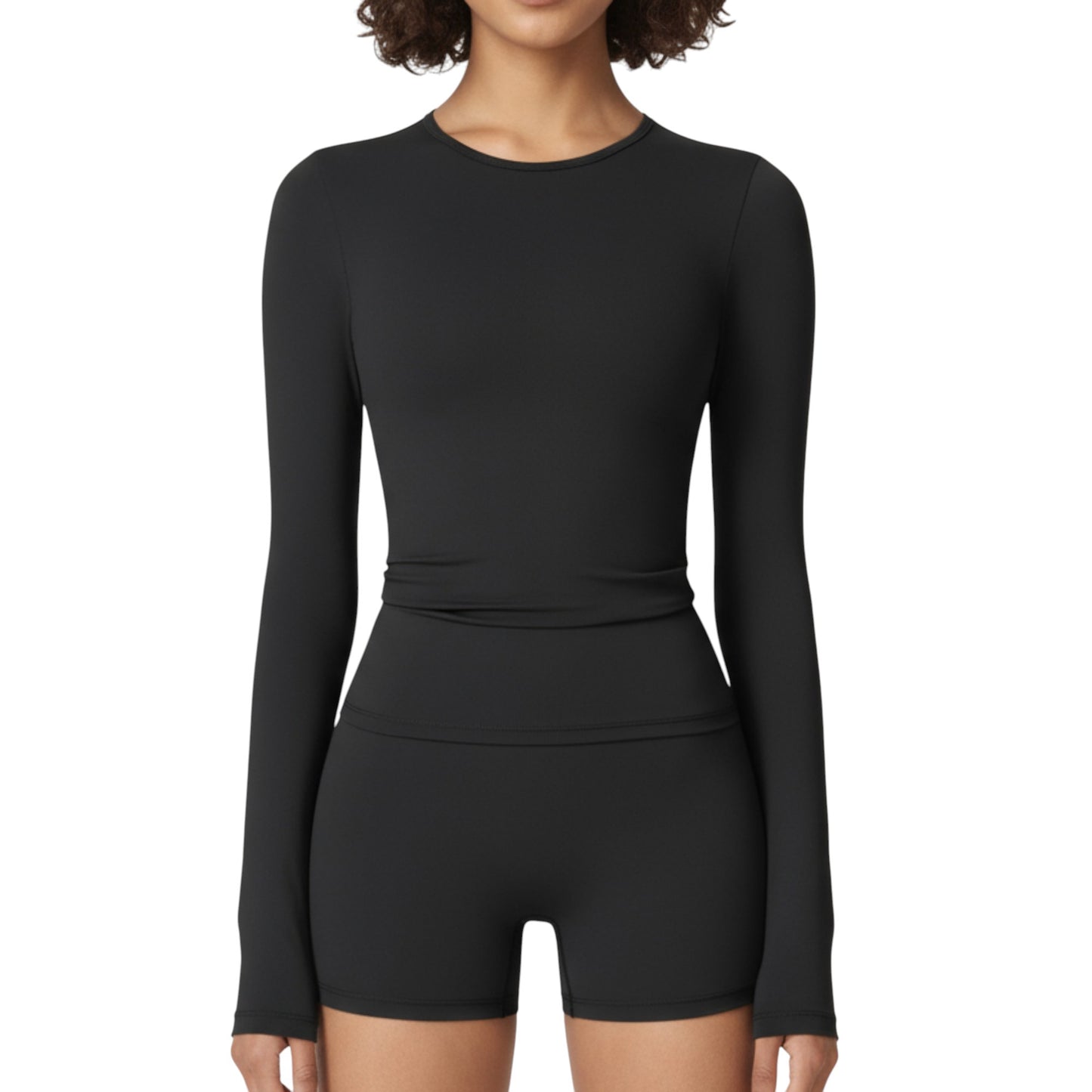 Anna-Kaci Active Women's Long Sleeve Fitted Active Top with Thumbhole Cuffs and Crew Neck