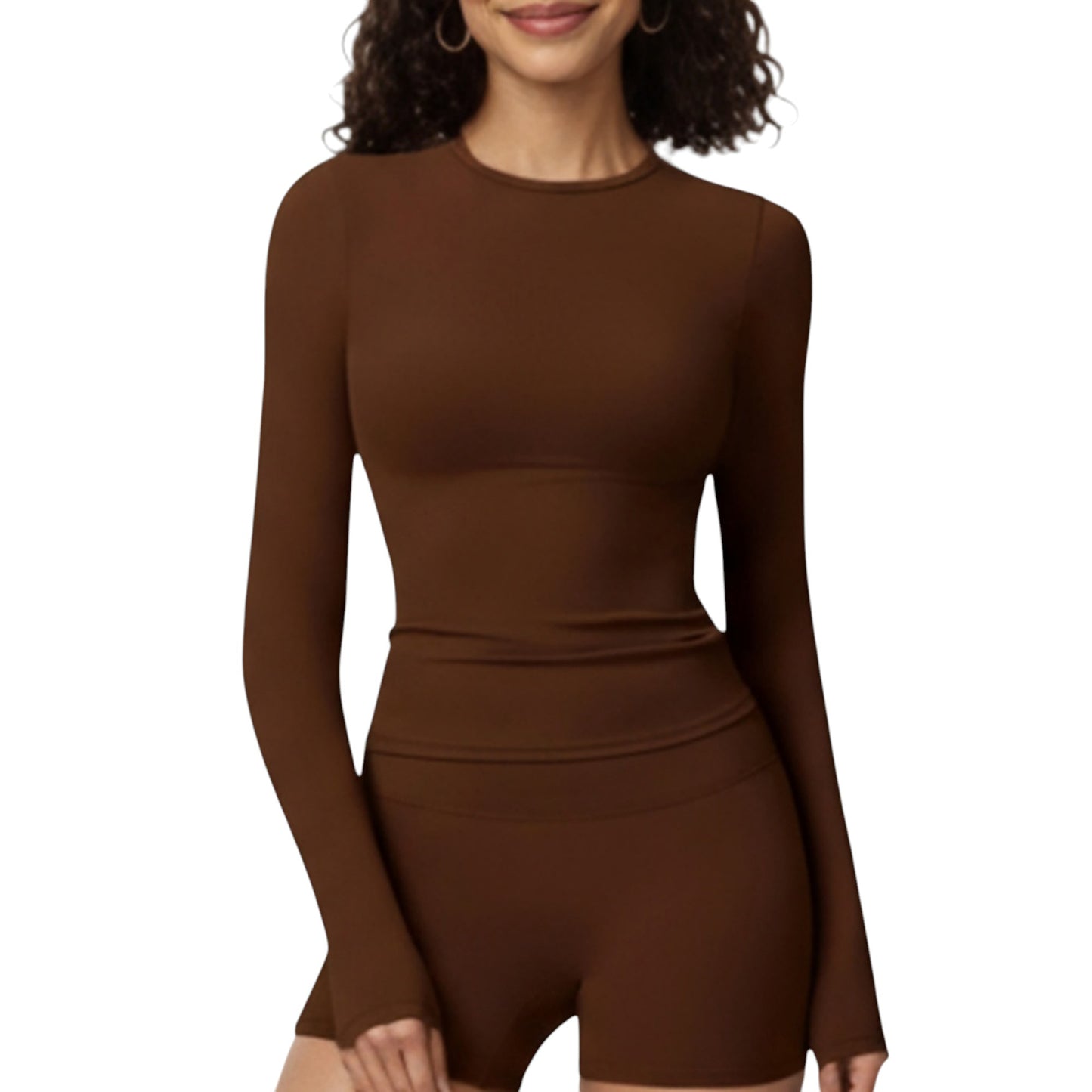 Anna-Kaci Active Women's Long Sleeve Fitted Active Top with Thumbhole Cuffs and Crew Neck