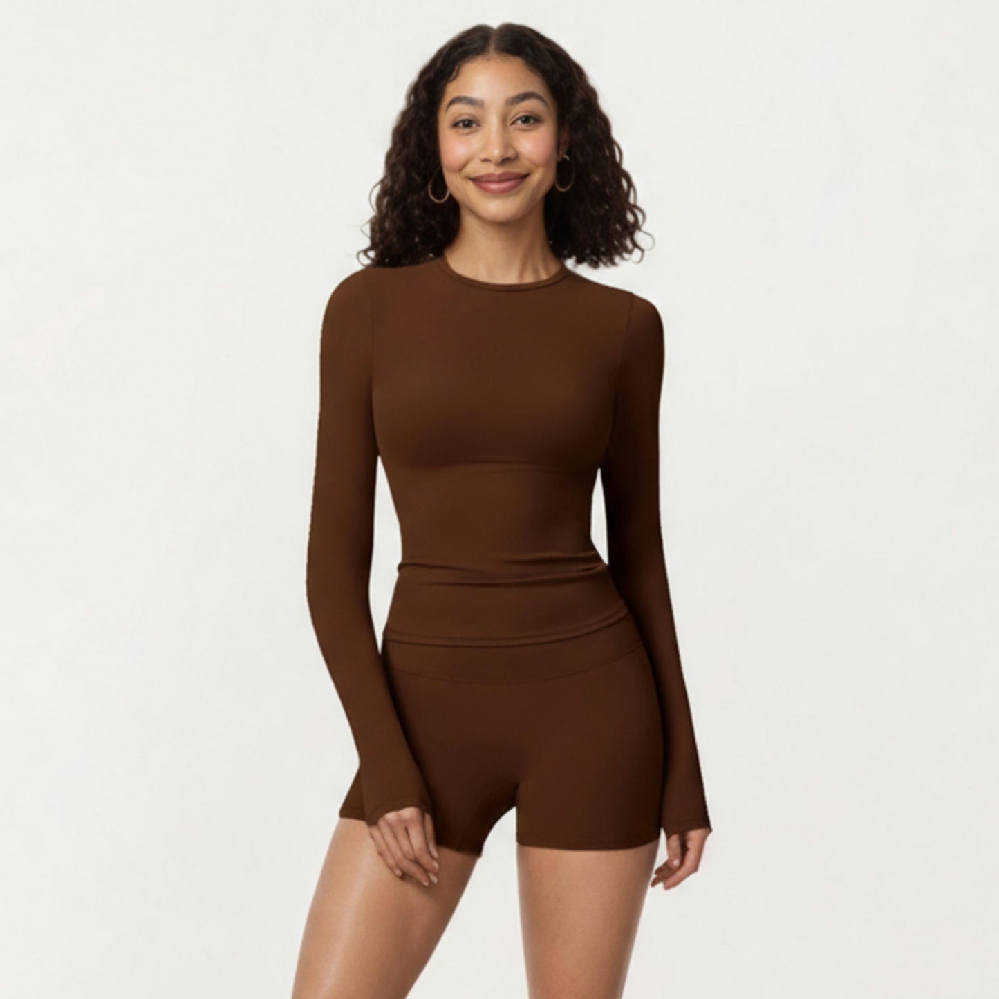 Anna-Kaci Active Women's Long Sleeve Fitted Active Top with Thumbhole Cuffs and Crew Neck
