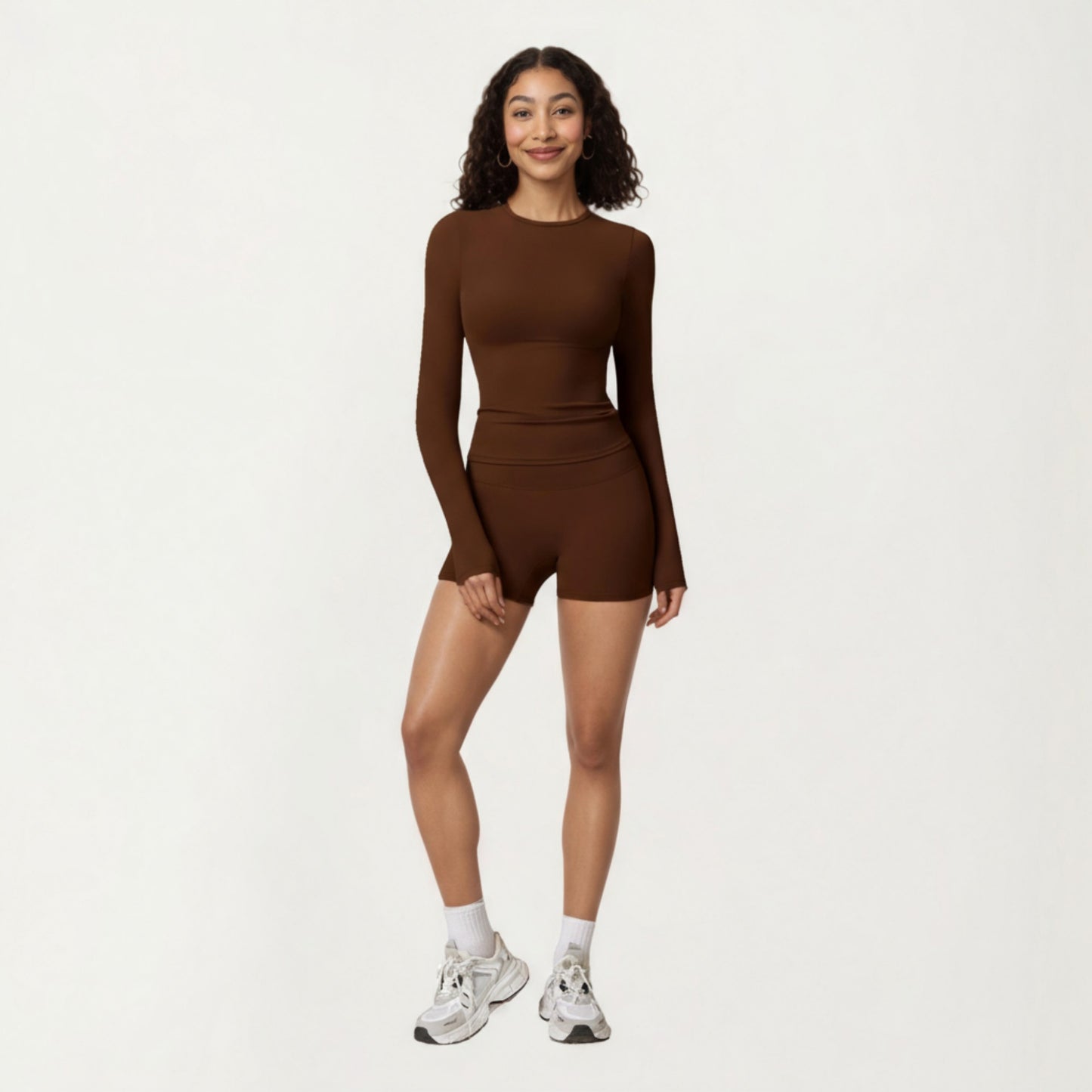 Anna-Kaci Active Women's Long Sleeve Fitted Active Top with Thumbhole Cuffs and Crew Neck