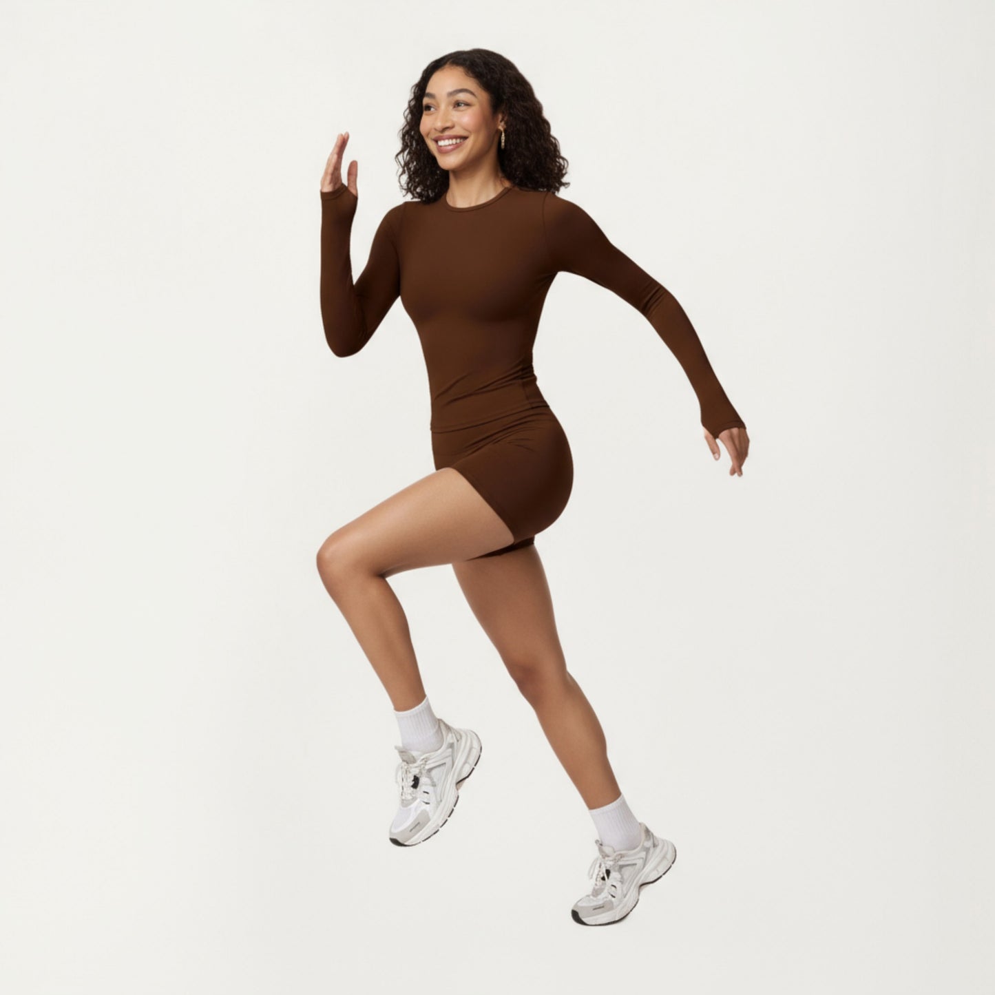 Anna-Kaci Active Women's Long Sleeve Fitted Active Top with Thumbhole Cuffs and Crew Neck