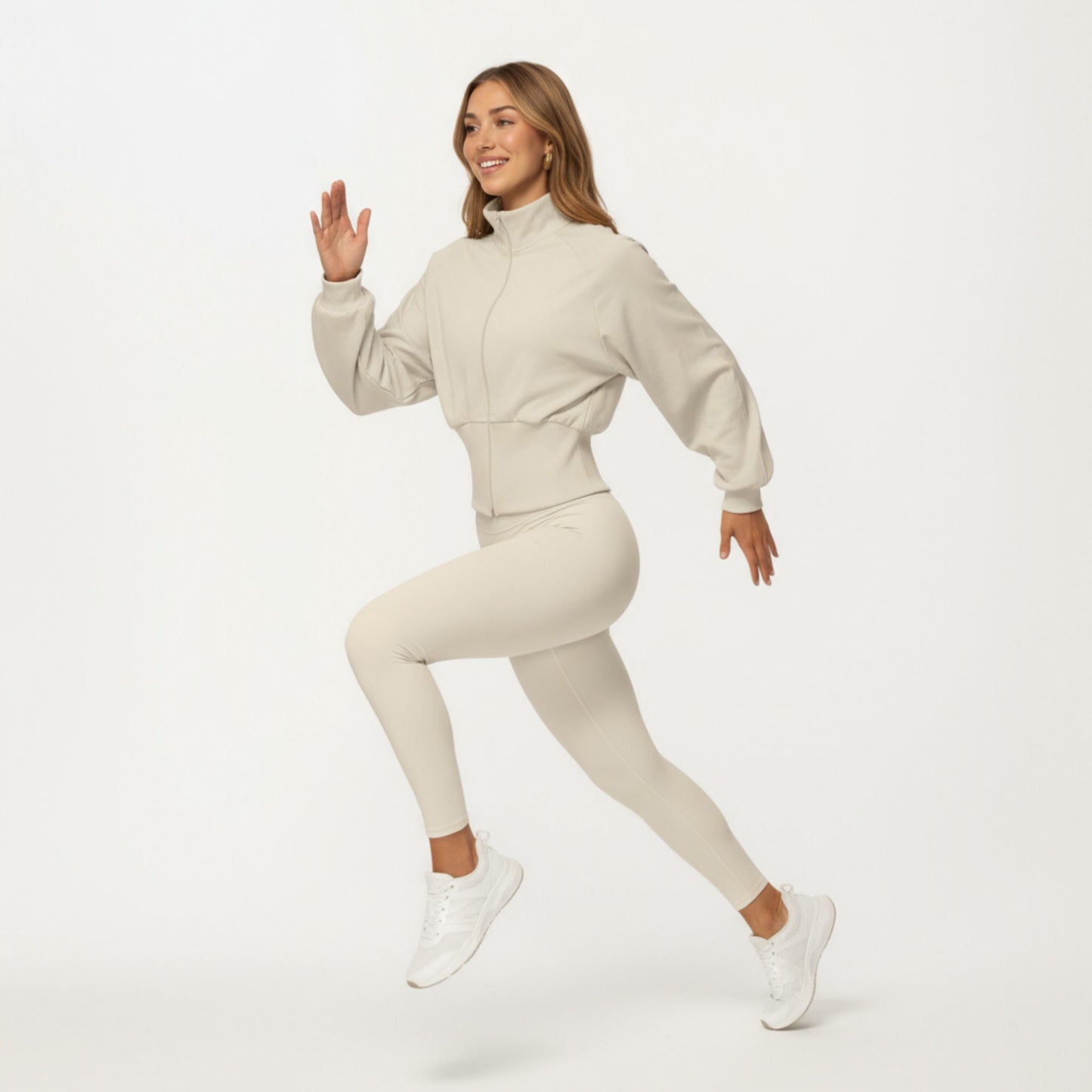 Anna-Kaci Active Women's High Neck Long Sleeve Zip-Up Jacket with Fitted Waistband and Soft Knit Fabric