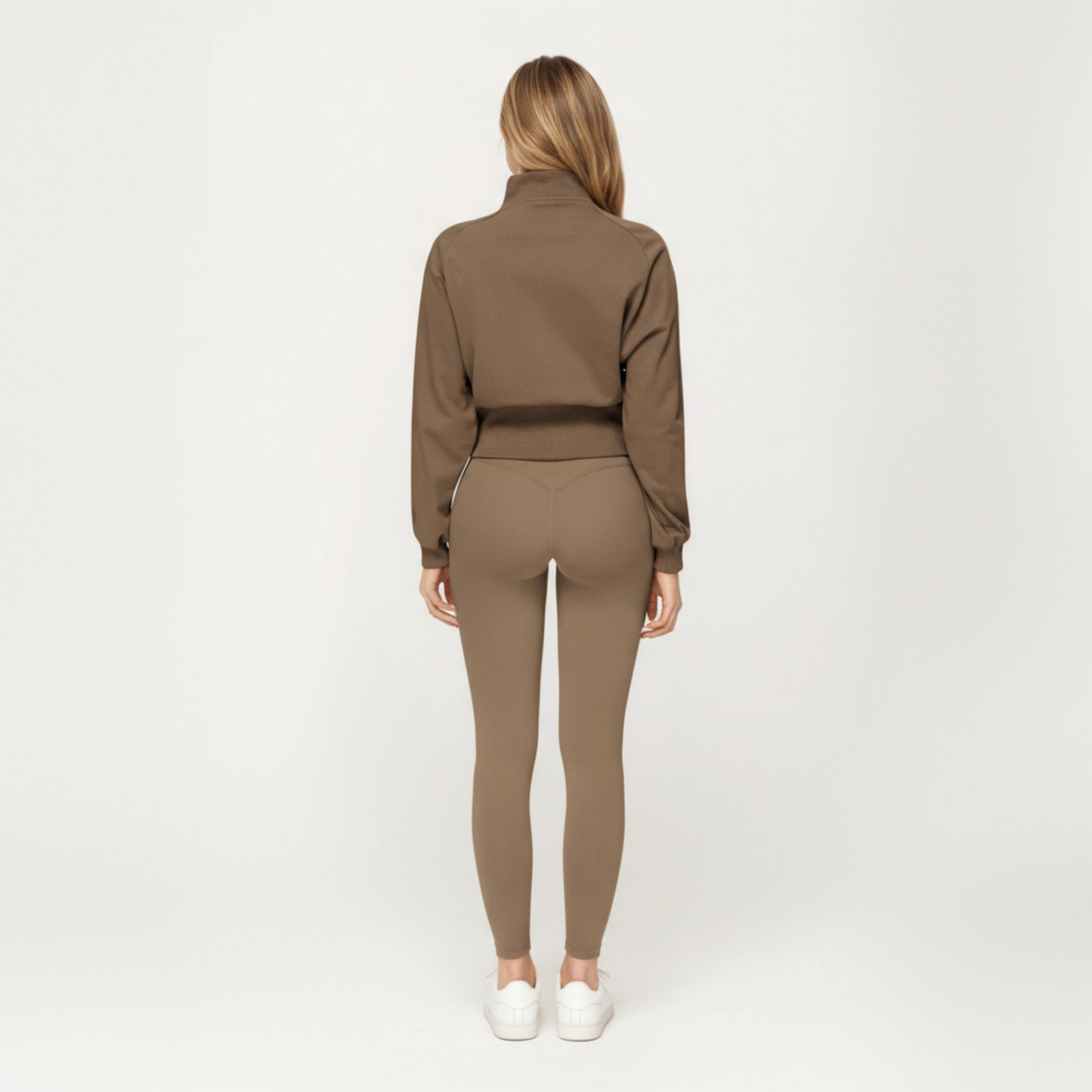 Anna-Kaci Active Women's High Neck Long Sleeve Zip-Up Jacket with Fitted Waistband and Soft Knit Fabric