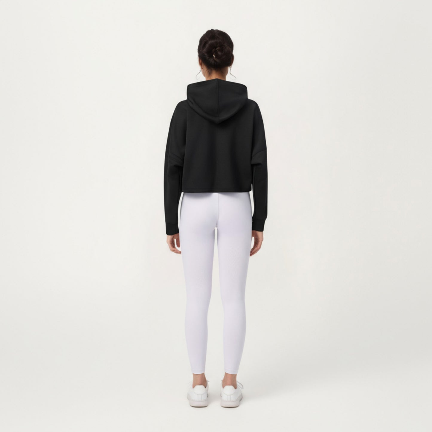Anna-Kaci Active Women's Long Sleeve Cropped Hoodie with Kangaroo Pocket and Striped Sleeve Detail