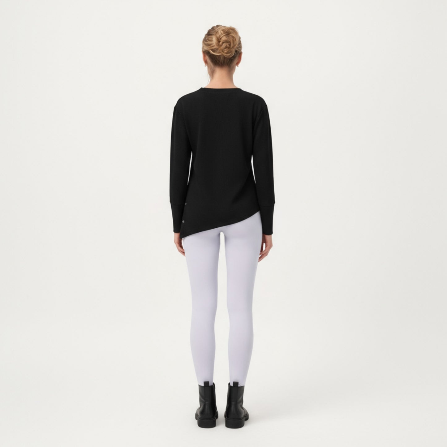 Anna-Kaci Active Women's Long Sleeve Asymmetrical Hem Pullover Top with Crew Neck and Relaxed Fit