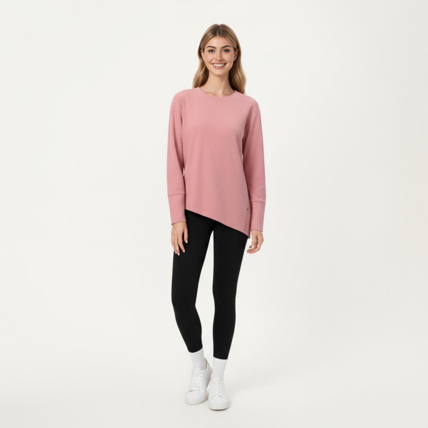 Anna-Kaci Active Women's Long Sleeve Asymmetrical Hem Pullover Top with Crew Neck and Relaxed Fit