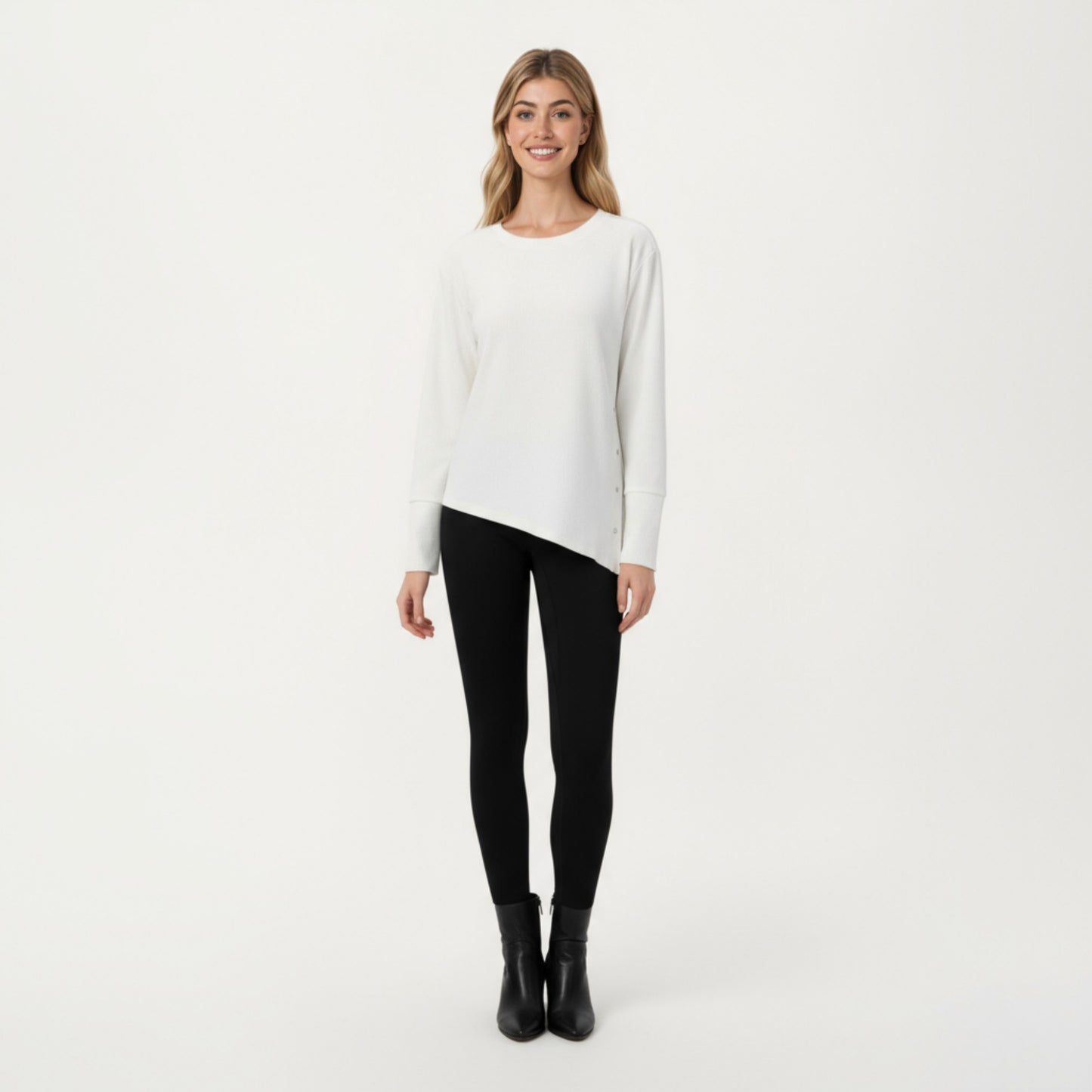 Anna-Kaci Active Women's Long Sleeve Asymmetrical Hem Pullover Top with Crew Neck and Relaxed Fit