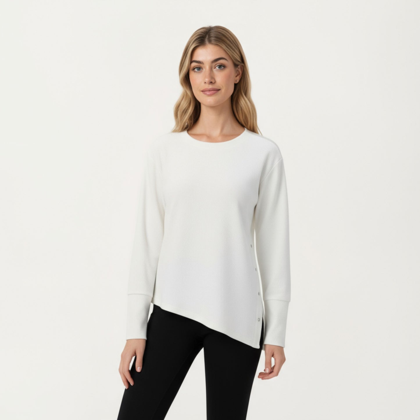 Anna-Kaci Active Women's Long Sleeve Asymmetrical Hem Pullover Top with Crew Neck and Relaxed Fit