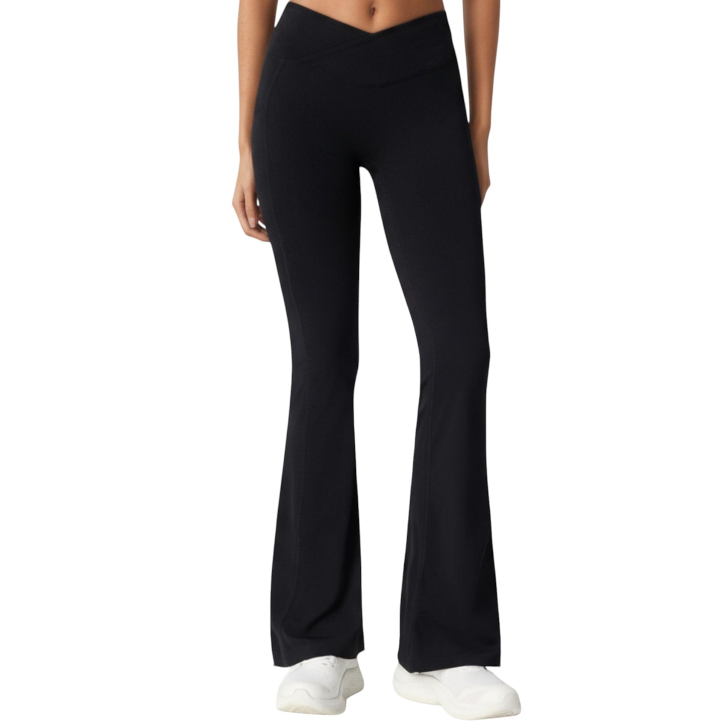 Anna-Kaci Active Women's Crossover Waist Flare Leg Yoga Pants with Stretch Fit Fabric and Smooth Contoured Silhouette