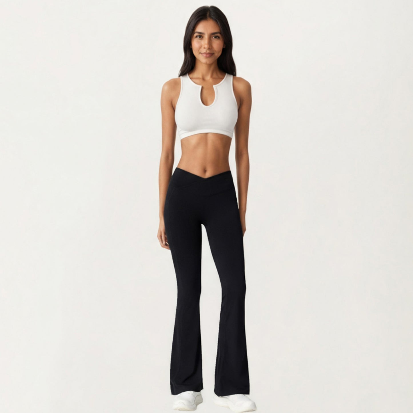 Anna-Kaci Active Women's Crossover Waist Flare Leg Yoga Pants with Stretch Fit Fabric and Smooth Contoured Silhouette