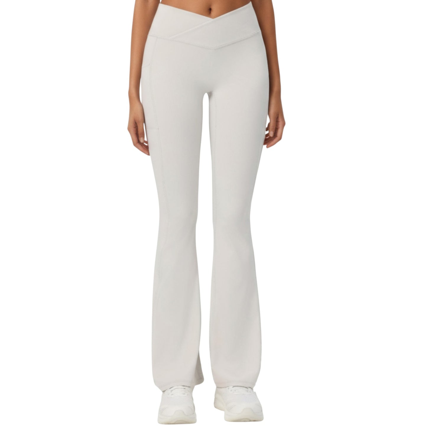 Anna-Kaci Active Women's Crossover Waist Flare Leg Yoga Pants with Stretch Fit Fabric and Smooth Contoured Silhouette