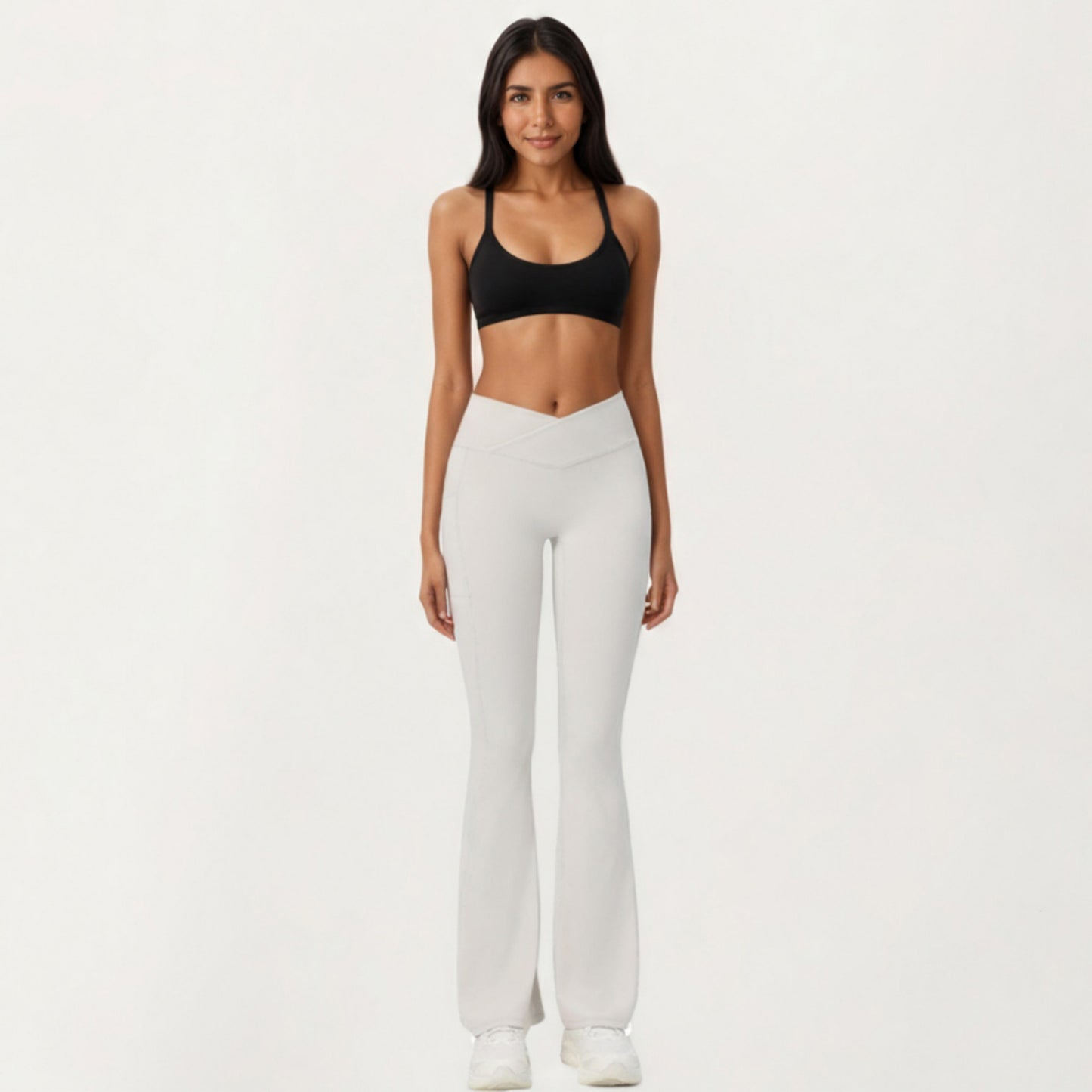 Anna-Kaci Active Women's Crossover Waist Flare Leg Yoga Pants with Stretch Fit Fabric and Smooth Contoured Silhouette