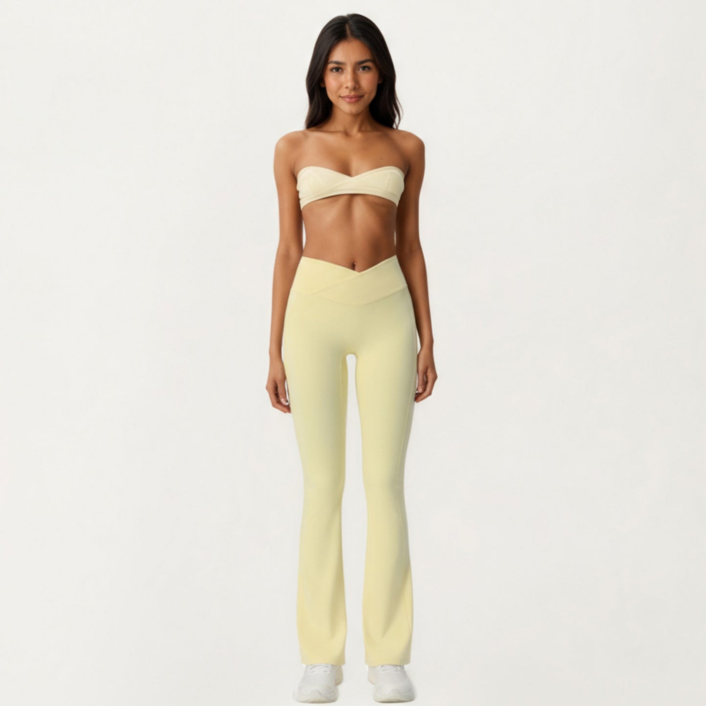 Anna-Kaci Active Women's Crossover Waist Flare Leg Yoga Pants with Stretch Fit Fabric and Smooth Contoured Silhouette