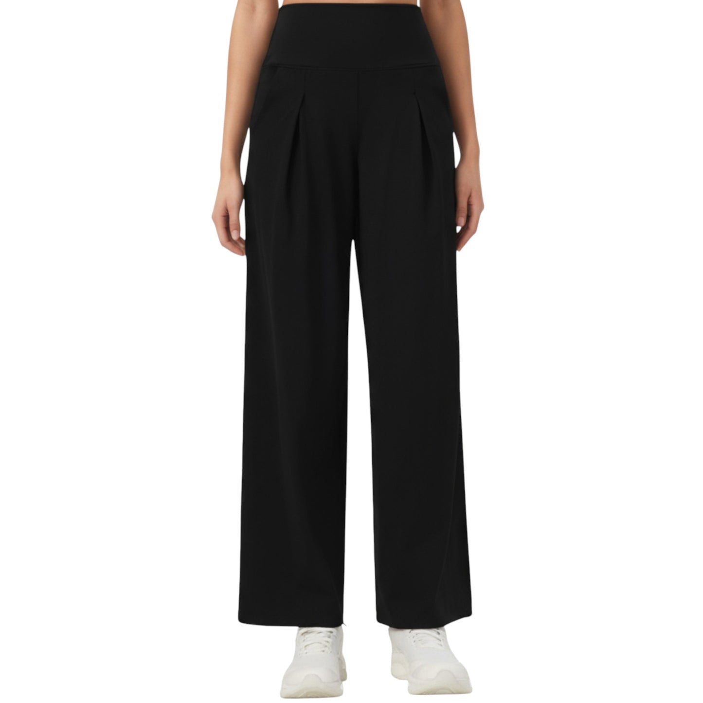 Anna-Kaci Active Women's High Waist Pleated Wide Leg Sweatpants with Smooth Stretch Fabric and Relaxed Silhouette