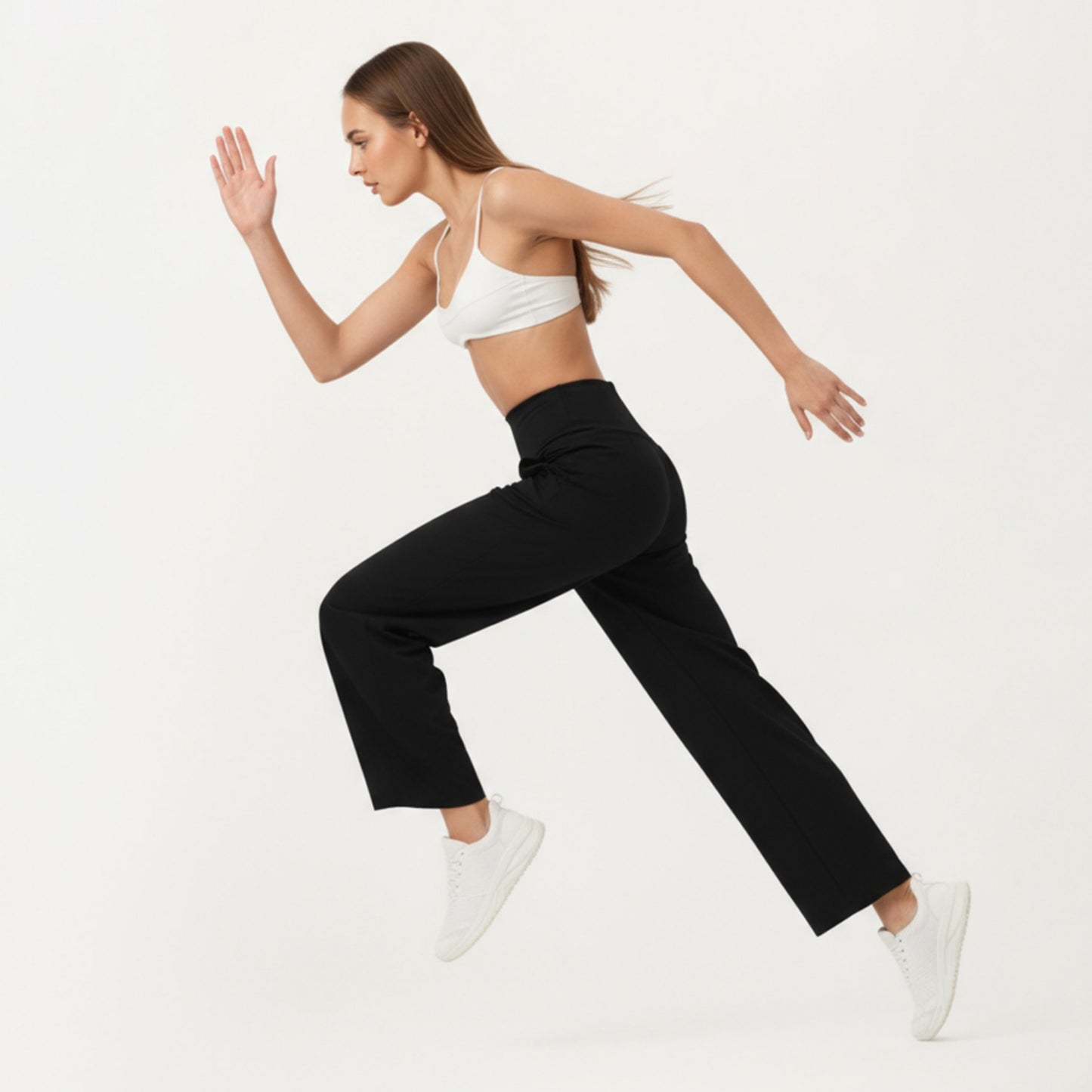 Anna-Kaci Active Women's High Waist Pleated Wide Leg Sweatpants with Smooth Stretch Fabric and Relaxed Silhouette