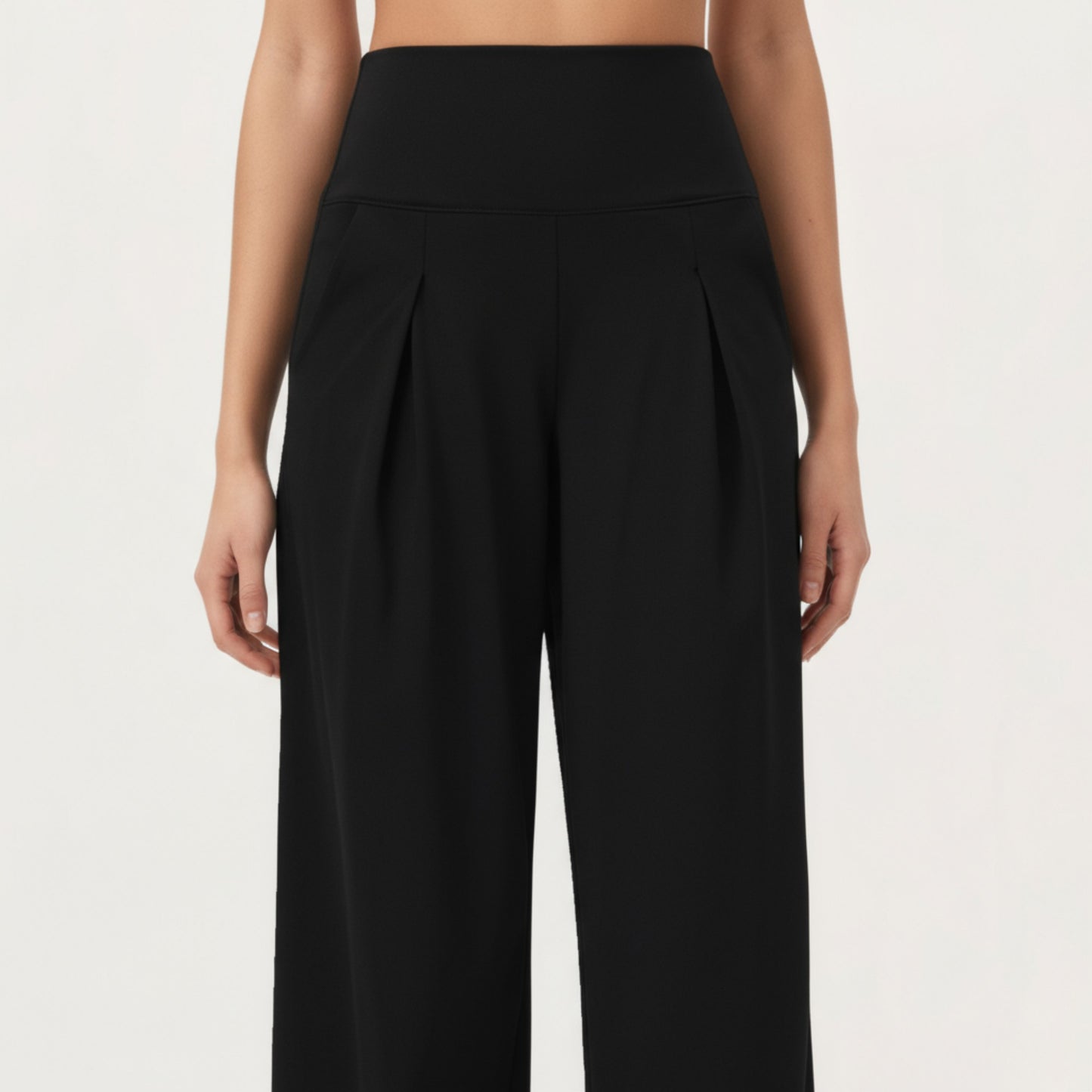 Anna-Kaci Active Women's High Waist Pleated Wide Leg Sweatpants with Smooth Stretch Fabric and Relaxed Silhouette