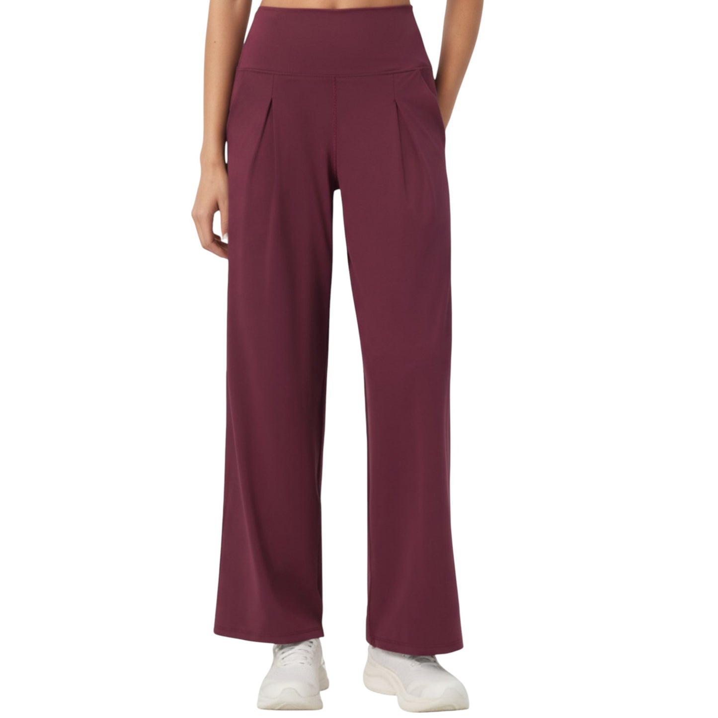 Anna-Kaci Active Women's High Waist Pleated Wide Leg Sweatpants with Smooth Stretch Fabric and Relaxed Silhouette