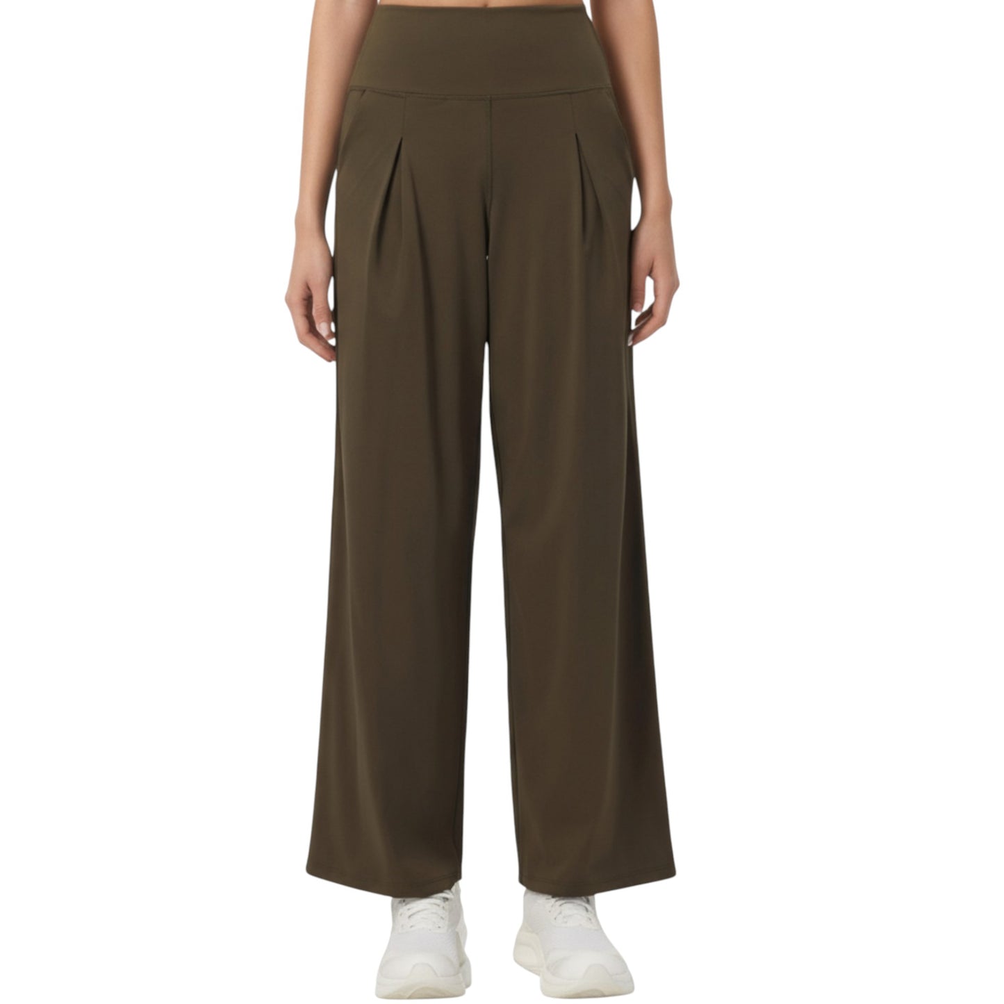 Anna-Kaci Active Women's High Waist Pleated Wide Leg Sweatpants with Smooth Stretch Fabric and Relaxed Silhouette