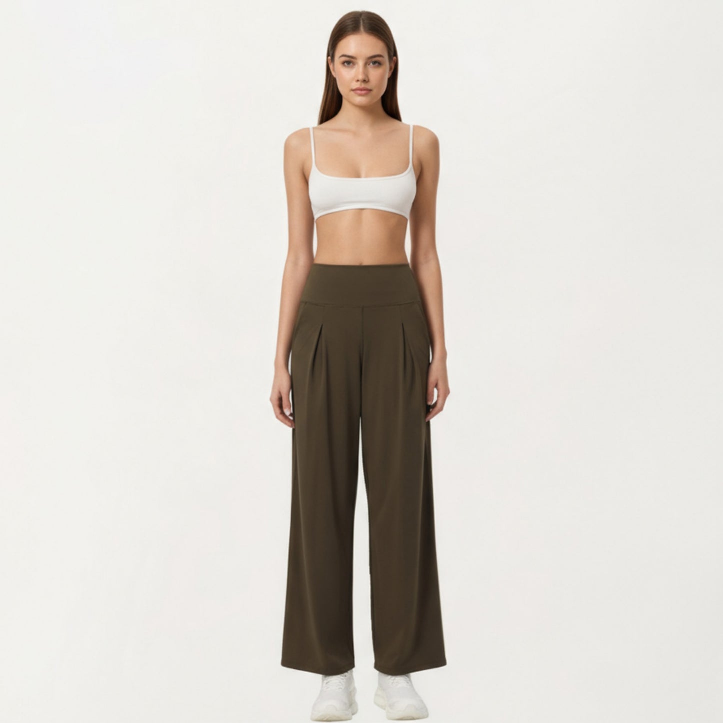 Anna-Kaci Active Women's High Waist Pleated Wide Leg Sweatpants with Smooth Stretch Fabric and Relaxed Silhouette
