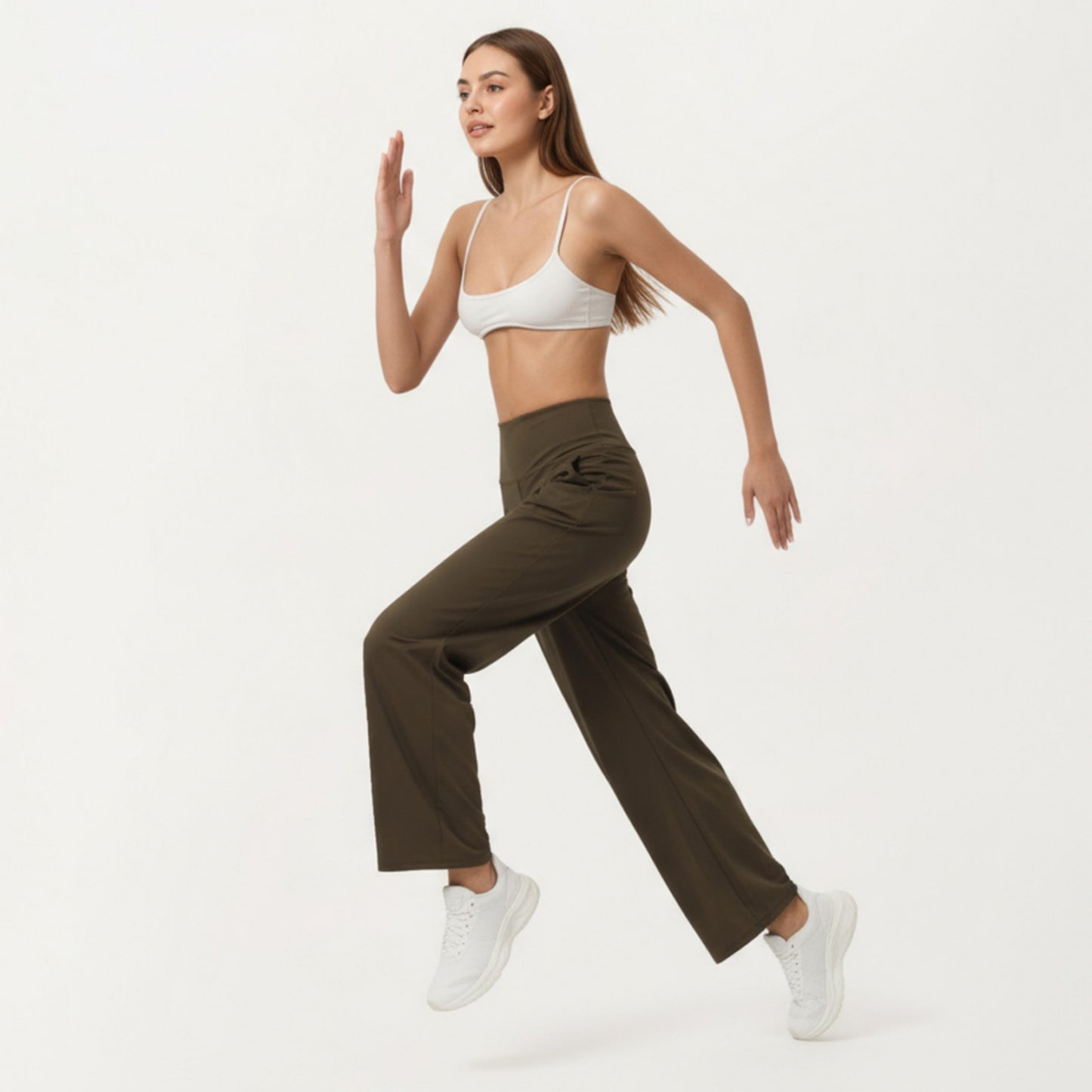 Anna-Kaci Active Women's High Waist Pleated Wide Leg Sweatpants with Smooth Stretch Fabric and Relaxed Silhouette