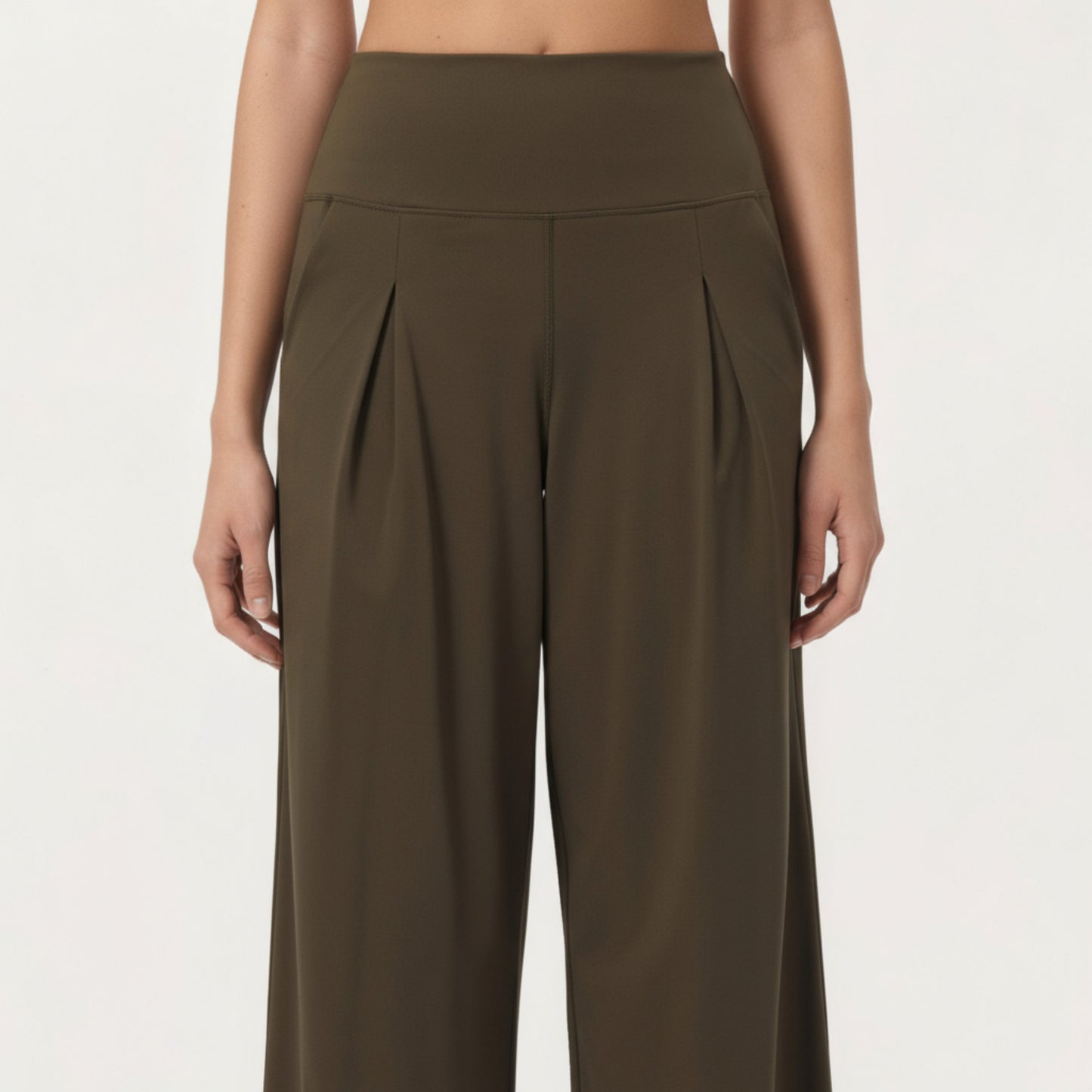 Anna-Kaci Active Women's High Waist Pleated Wide Leg Sweatpants with Smooth Stretch Fabric and Relaxed Silhouette
