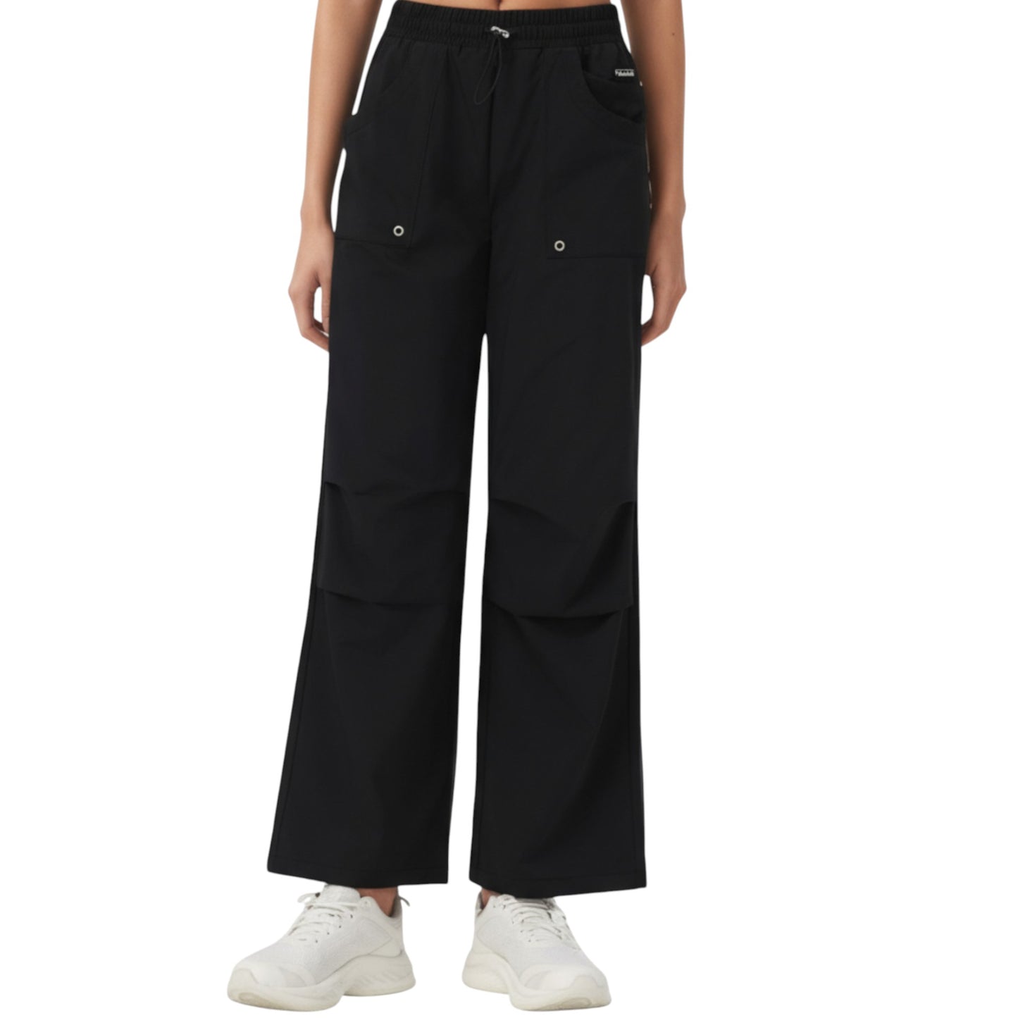 Anna-Kaci Active Women's High Waist Wide Leg Cargo Sweatpants with Adjustable Drawstring and Utility Pocket Design