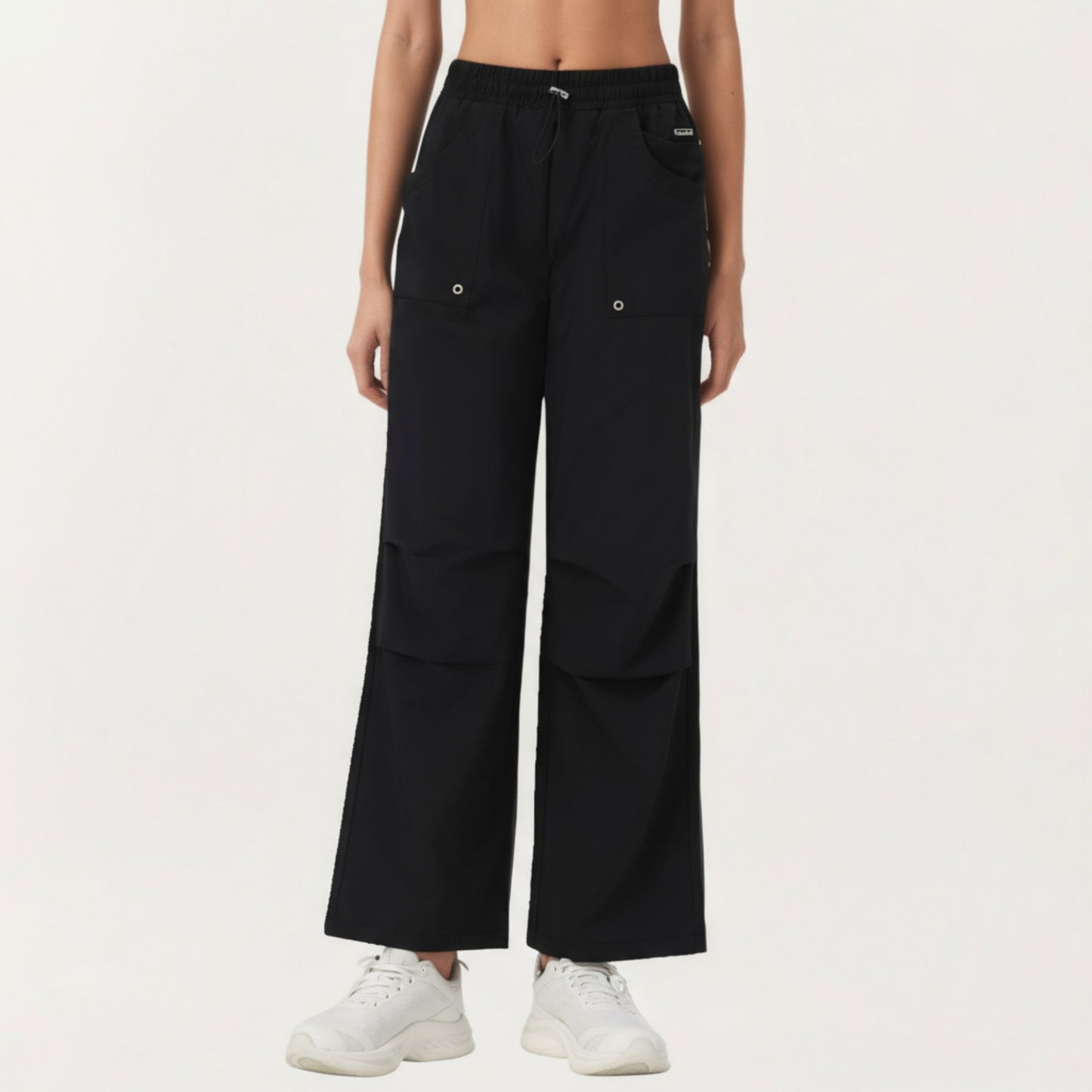Anna-Kaci Active Women's High Waist Wide Leg Cargo Sweatpants with Adjustable Drawstring and Utility Pocket Design