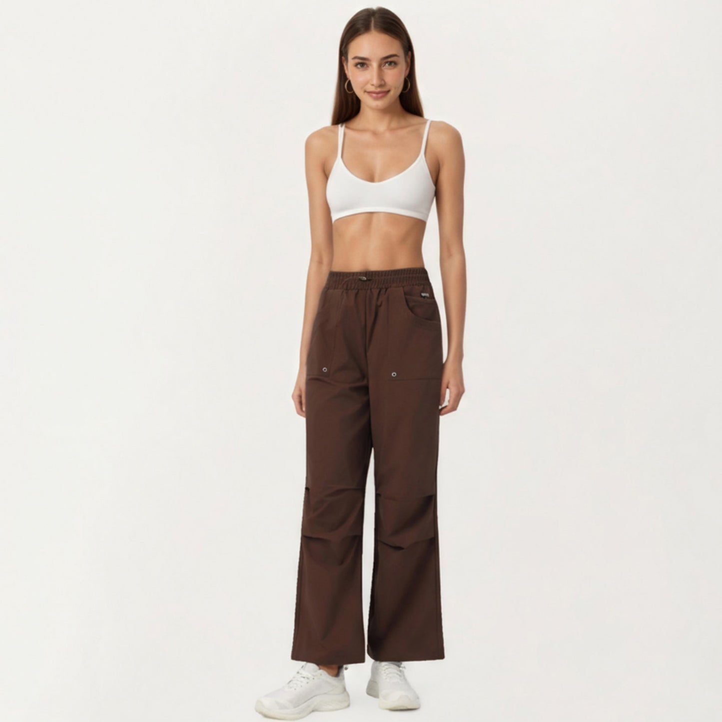 Anna-Kaci Active Women's High Waist Wide Leg Cargo Sweatpants with Adjustable Drawstring and Utility Pocket Design