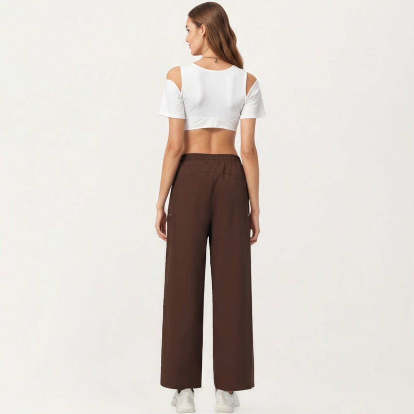 Anna-Kaci Active Women's High Waist Wide Leg Cargo Sweatpants with Adjustable Drawstring and Utility Pocket Design