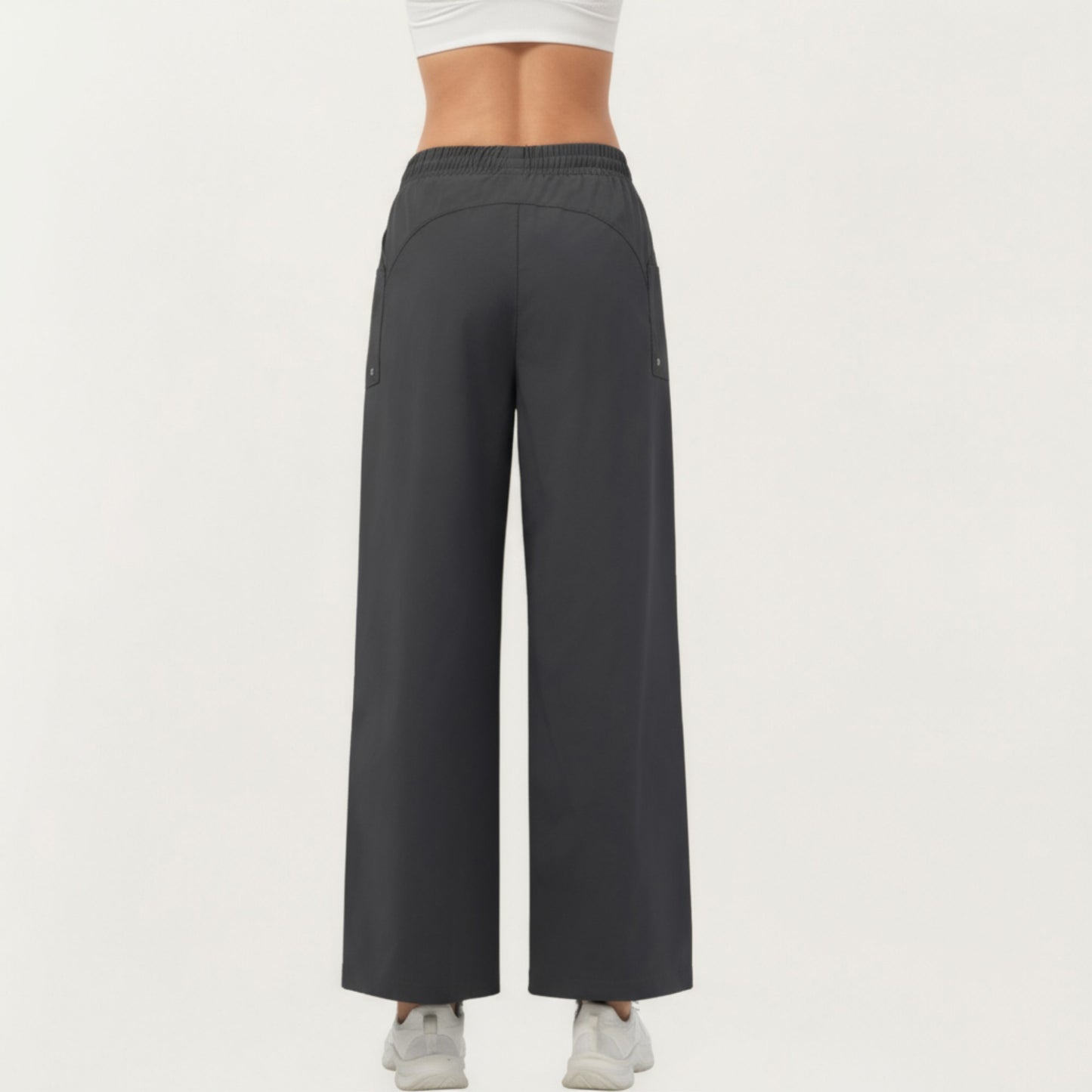 Anna-Kaci Active Women's High Waist Wide Leg Cargo Sweatpants with Adjustable Drawstring and Utility Pocket Design