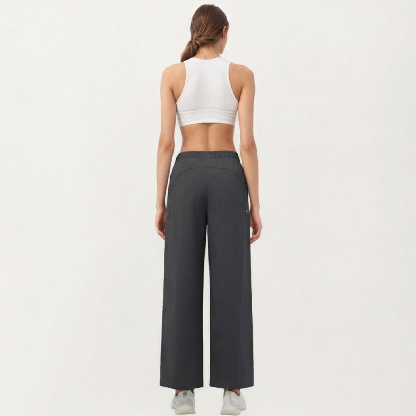 Anna-Kaci Active Women's High Waist Wide Leg Cargo Sweatpants with Adjustable Drawstring and Utility Pocket Design