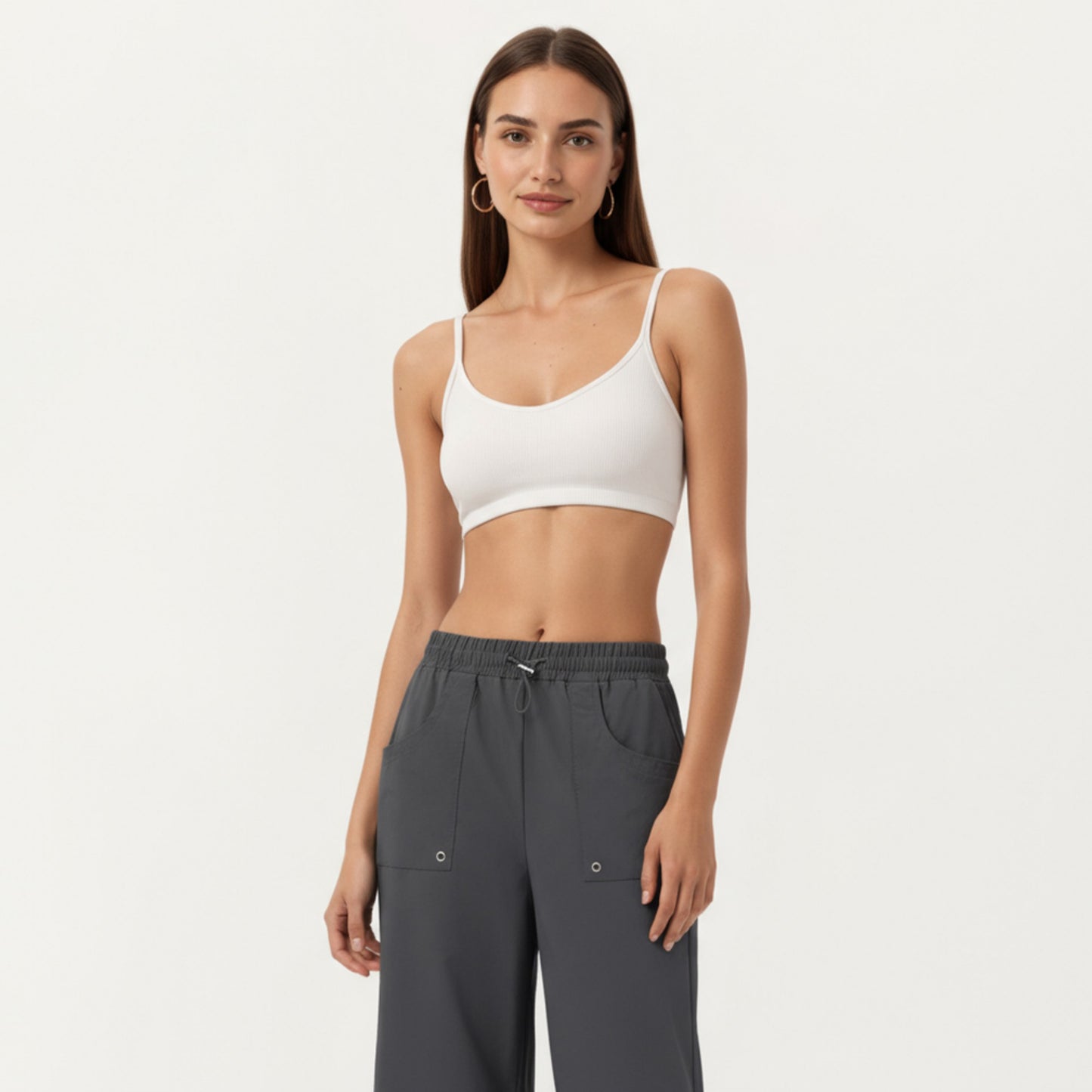 Anna-Kaci Active Women's High Waist Wide Leg Cargo Sweatpants with Adjustable Drawstring and Utility Pocket Design