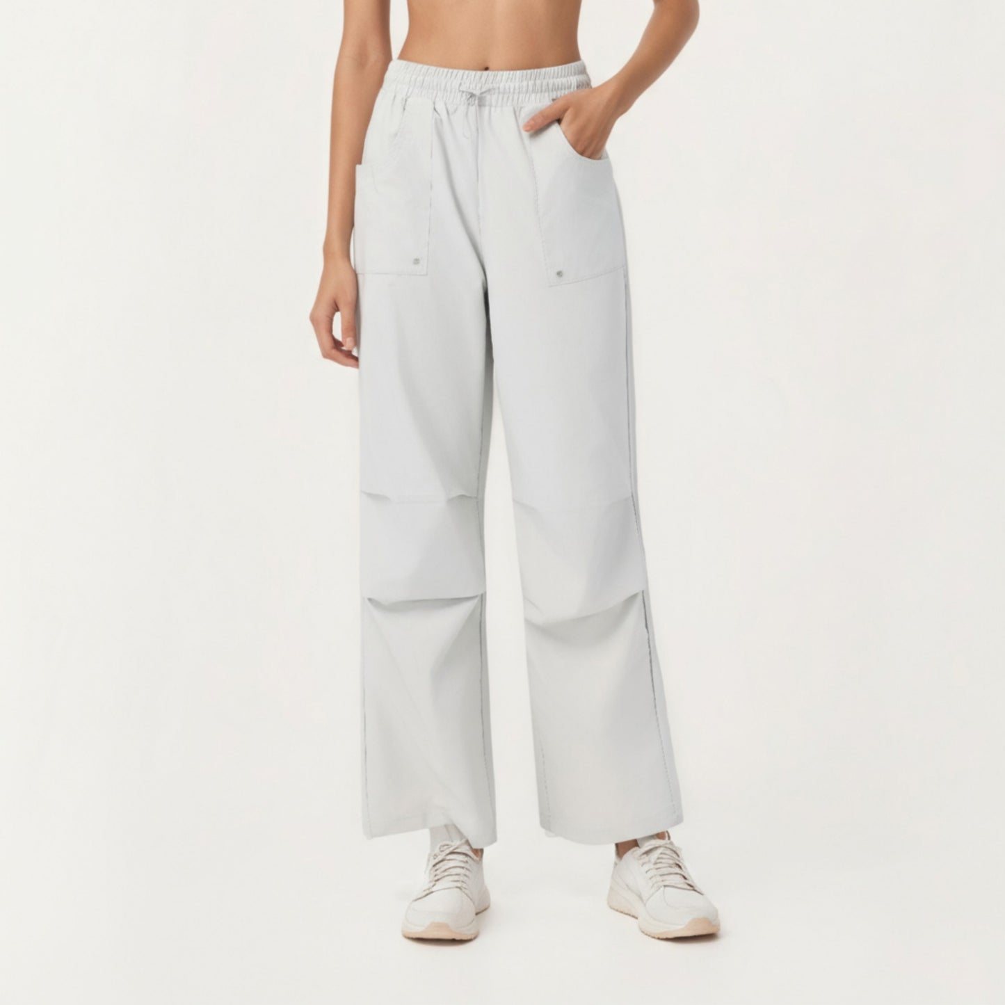 Anna-Kaci Active Women's High Waist Wide Leg Cargo Sweatpants with Adjustable Drawstring and Utility Pocket Design