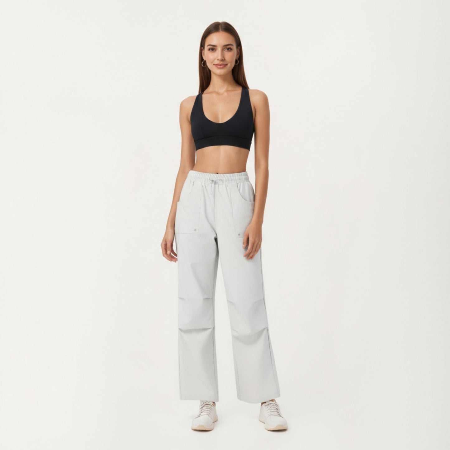 Anna-Kaci Active Women's High Waist Wide Leg Cargo Sweatpants with Adjustable Drawstring and Utility Pocket Design